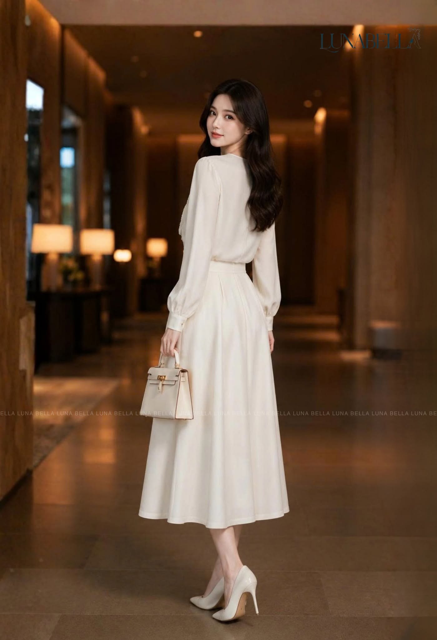 Áo voan đính hoa nổi ELVIRA màu TRẮNG_thumbnail_2