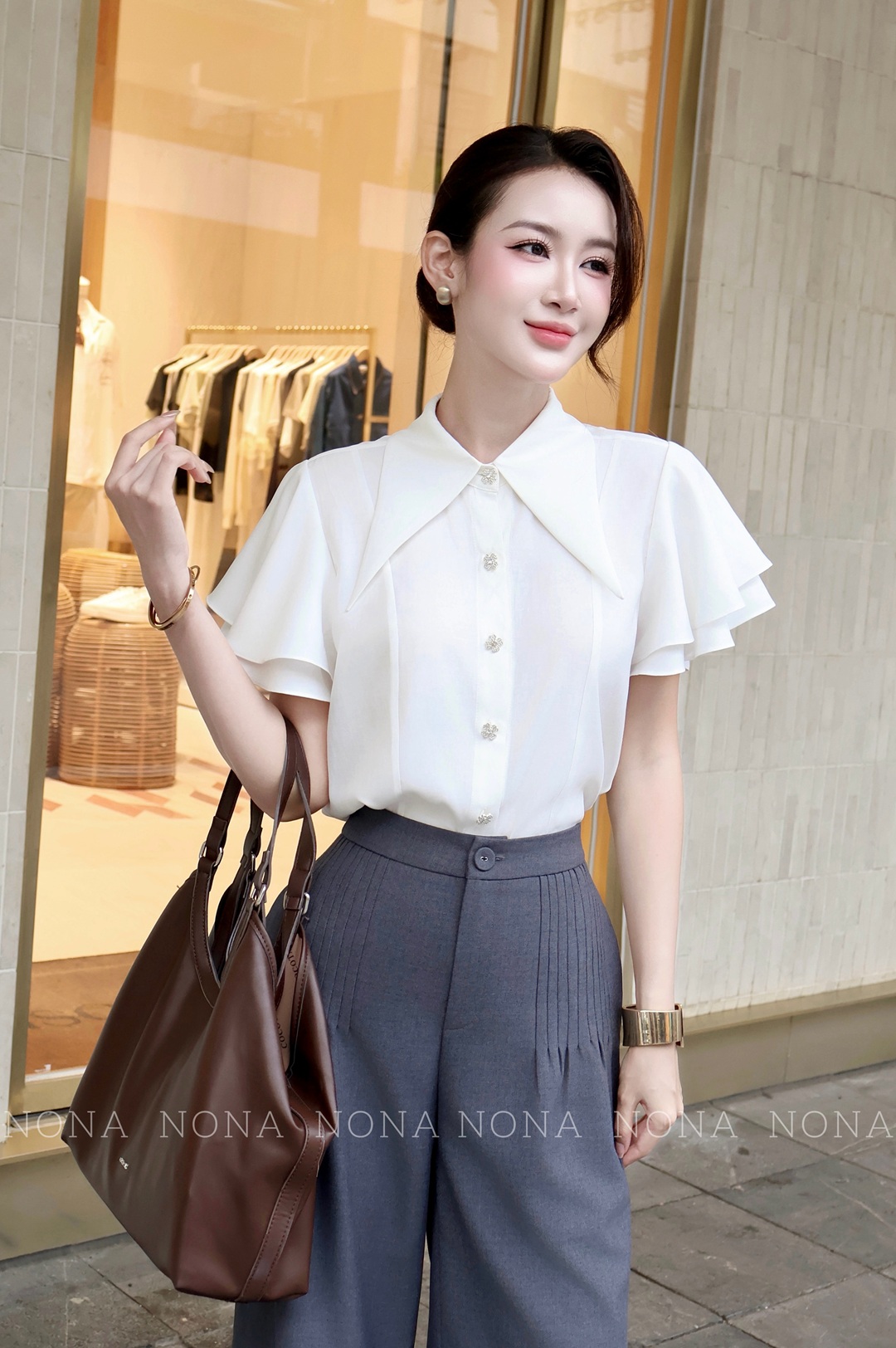 Quần công sở xếp ly cách điệu hai bên sườn -Q699
