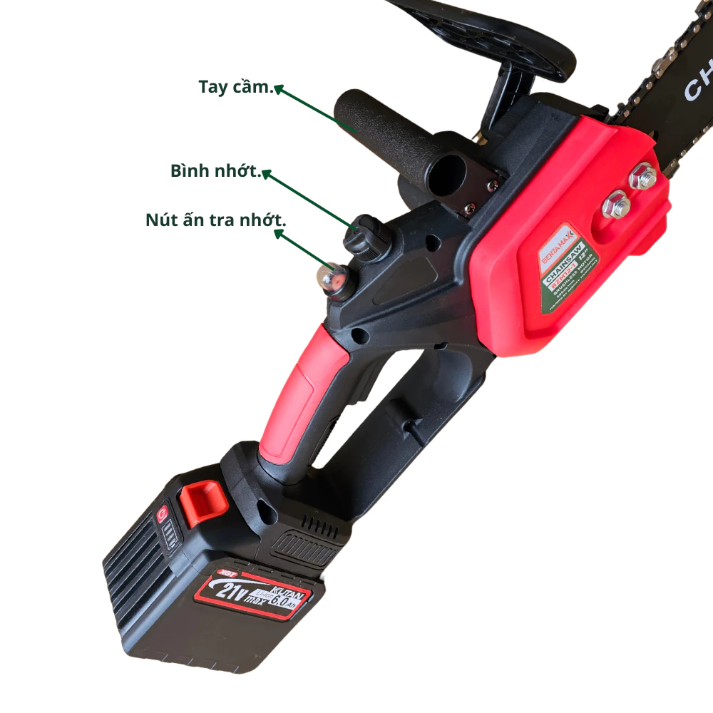 Cưa xích pin cầm tay 16 inch máy cắt cầm tay pin máy cưa gỗ cầm tay chạy pin Động cơ không chổi than Có Bình Dầu Bôi Trơ