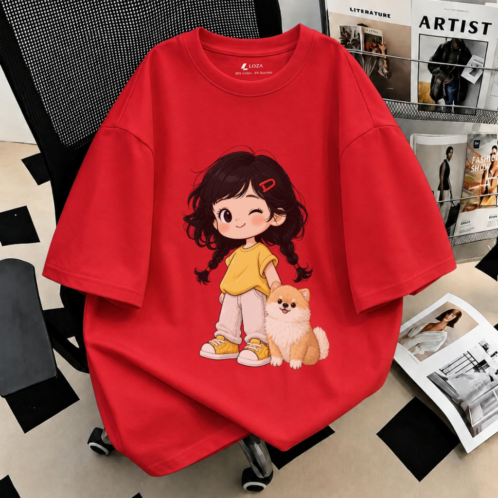 [Form rộng] Áo phông Mẹ &Bé  hình cô gái - Loza AT-RT3674_thumbnail_3