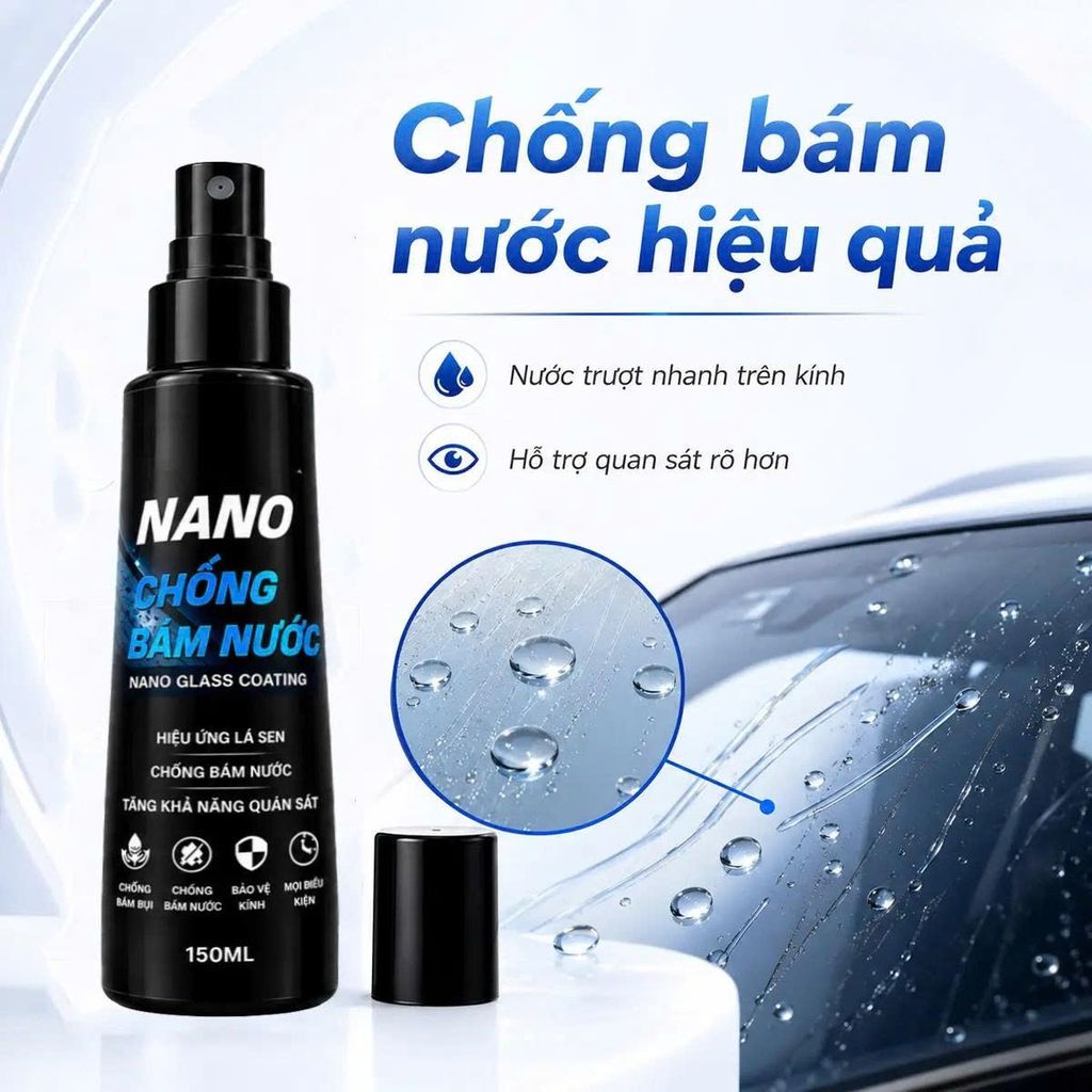 Chai Chống Bám Nước Kính Ô Tô – Phủ Nano Hạn Chế Đọng Nước 150ml_thumbnail_3