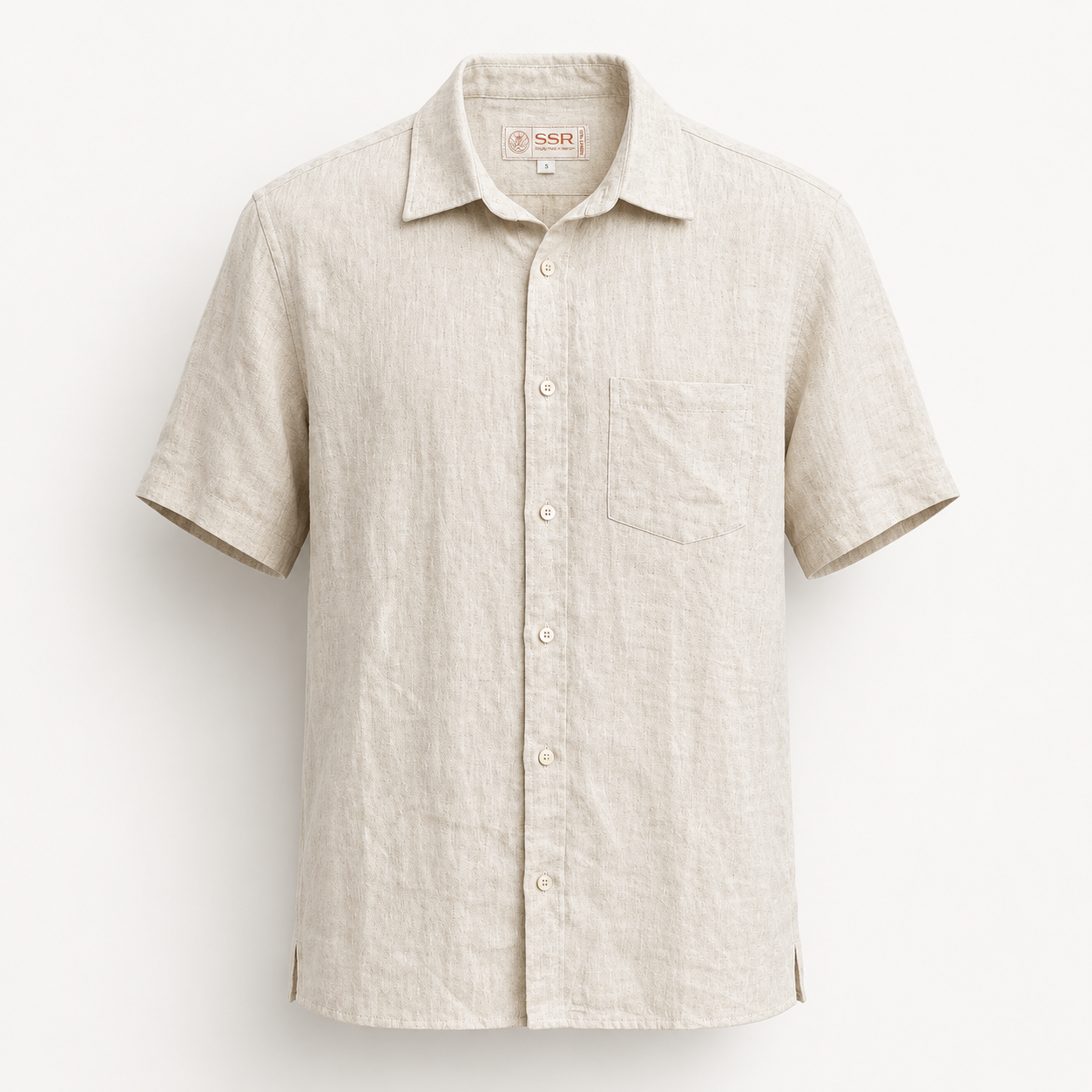 100% PREMIUM LINEN - SƠ MI NGẮN TAY CỔ ĐỨC - Vạt Ngang Túi Ngực_thumbnail_7