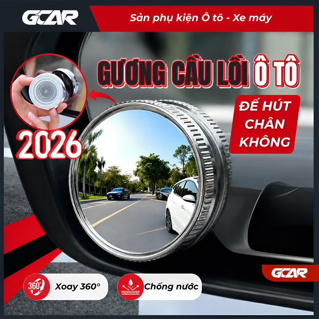 Bộ 2 Gương Cầu Lồi Ô Tô Hít Chân Kính Xóa Điểm Mù