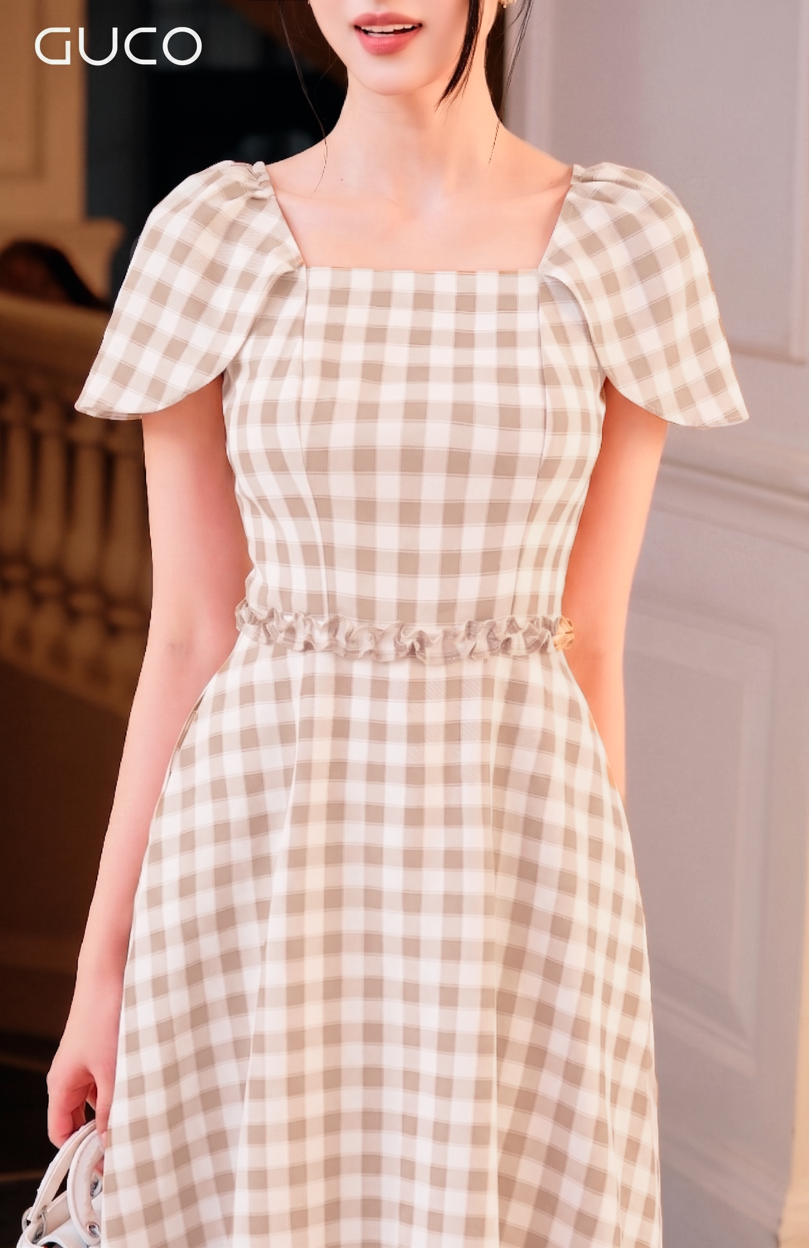 GUCO Đầm Maxi Caro Be Tiểu Thư