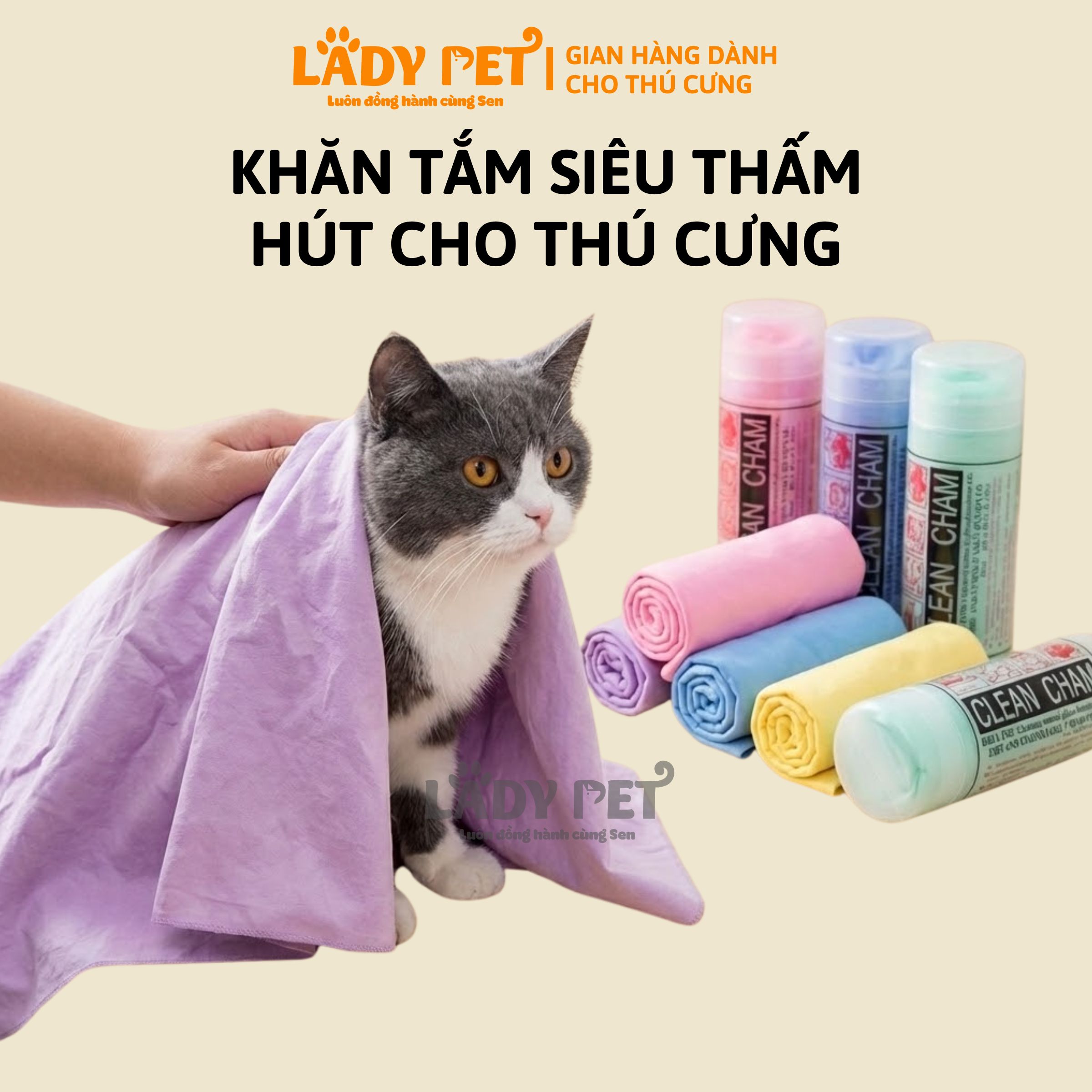 Khăn Tắm Siêu Thấm Hút Nước Cho Thú Cưng