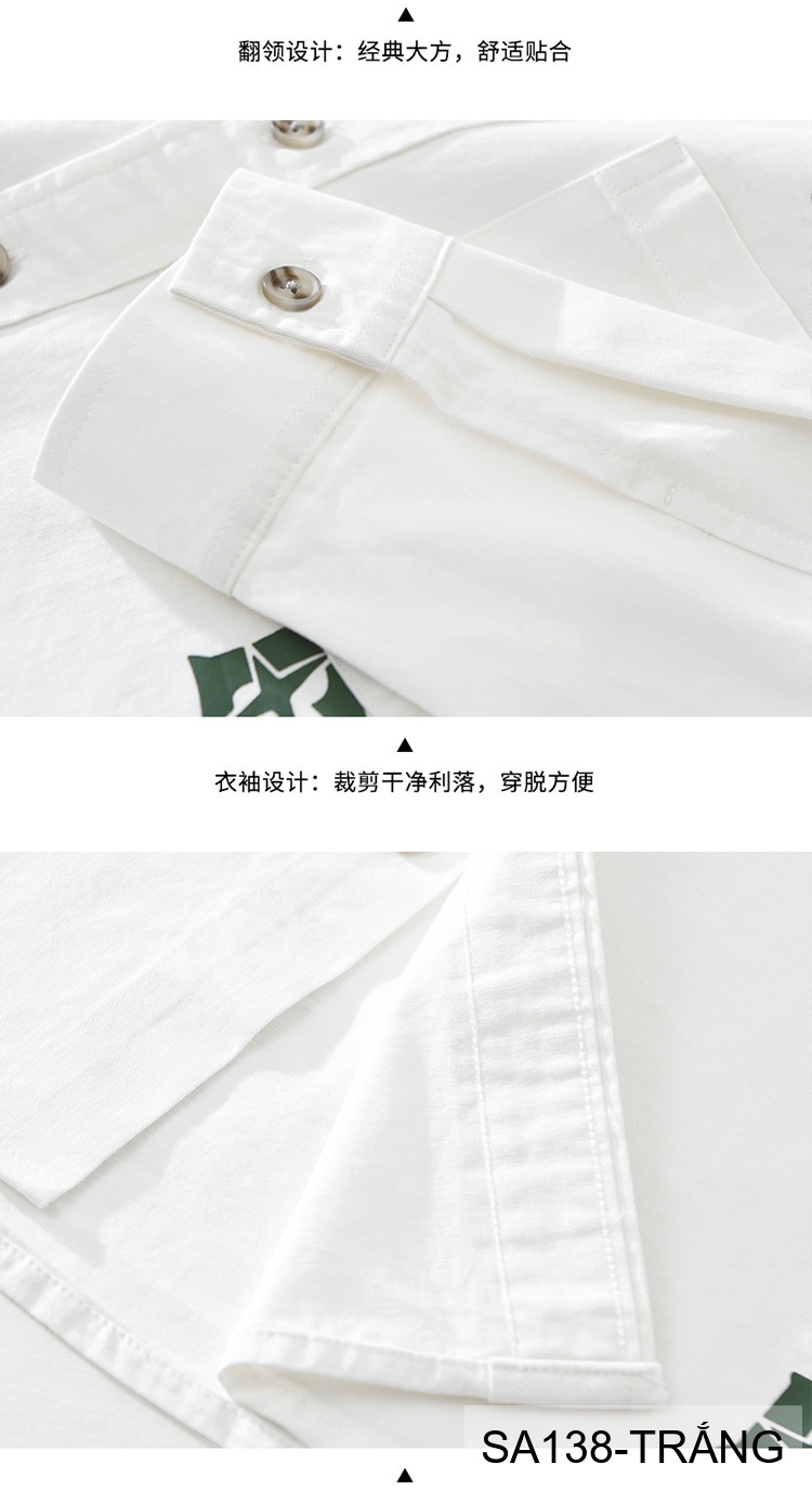 SA138 - Áo sơ mi nam dài tay in họa tiết thời trang, chất cotton 100%, form rộng nhẹ nhàng, màu trắng và xanh lá_thumbnail_7