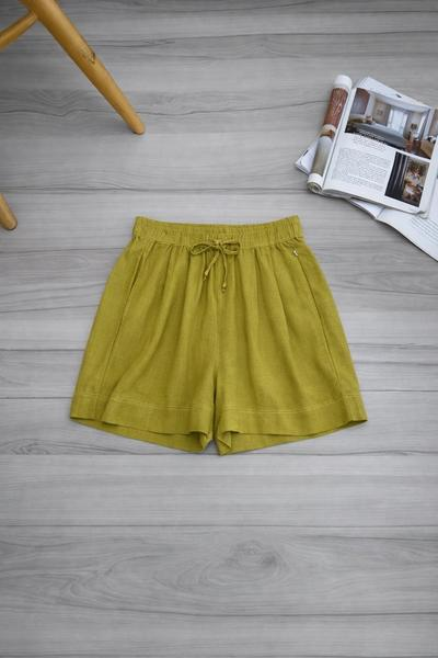 Quần short linen gân lưng thun dây rút_thumbnail_1