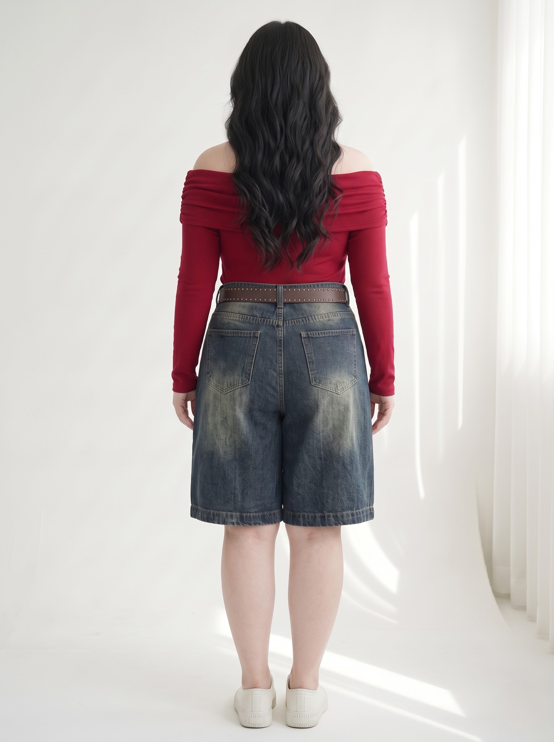 Quần Jean Lửng Lưng Thun Dáng A Rộng Bigsize Phối Viền Rách - Xanh Nhạt, Xanh Đậm - Vừa 55-90kg - T-QSJ82