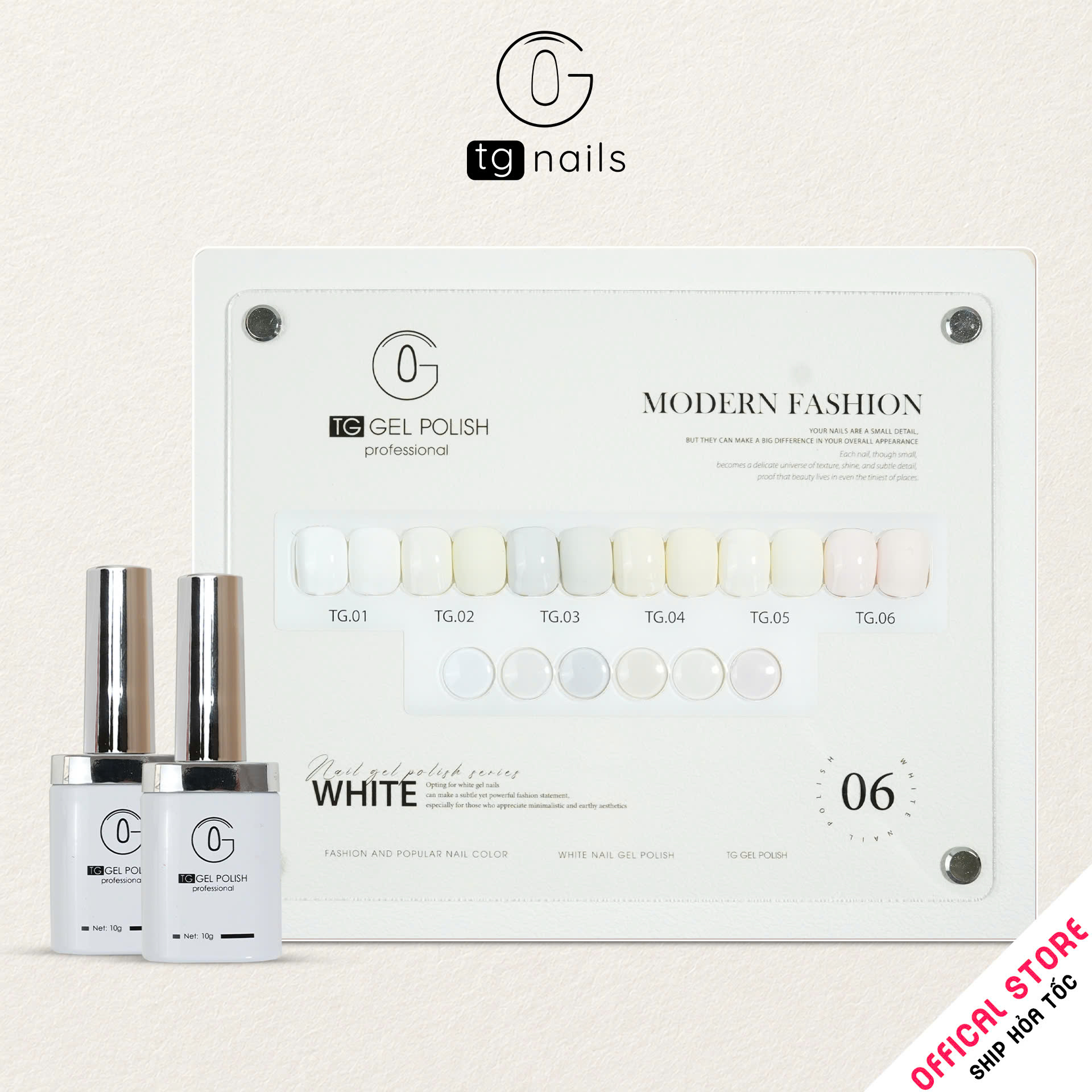 ComBo 6 màu Trắng TG Nails kèm bảng màu
