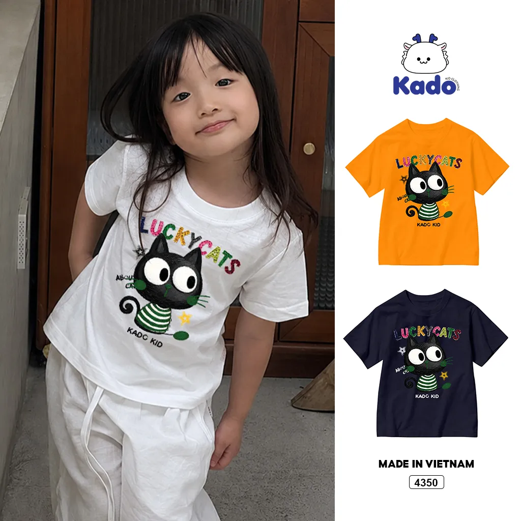 Áo thun bé trai bé gái form rộng Lucky Cats Kado 4350