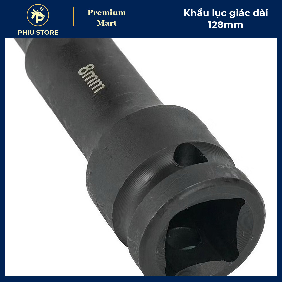 Khẩu Lục Giác Dài 128mm Đầu Vuông 1/2 Inch Thép Cr-V Đen - Cỡ 8 Đến 19mm, Dùng Máy Vặn Bulong - PHIU STORE_thumbnail_5