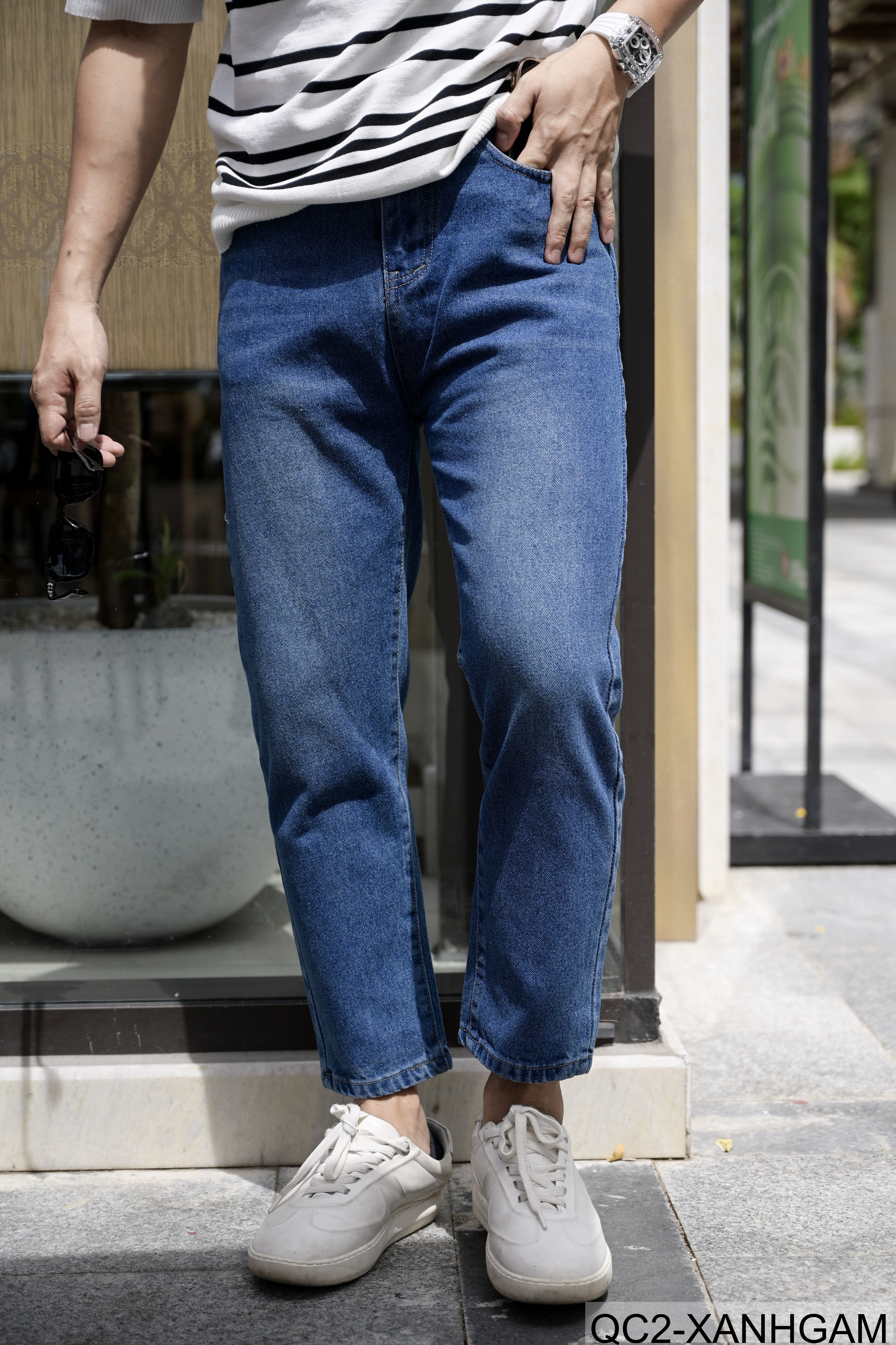 QC2 - Quần Jeans Nam Ống Đứng Chín Tấc Phong Cách Hàn Quốc