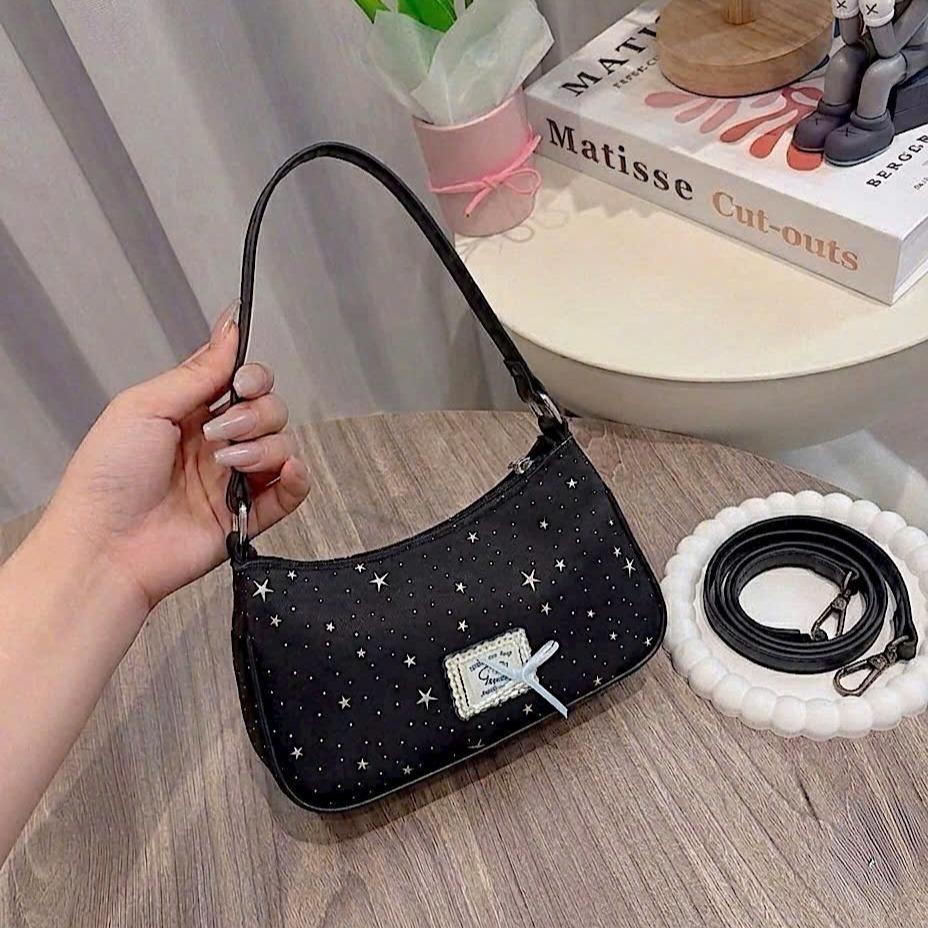 Túi Xách Nữ Thắt Nơ Cunbag - Túi Da Đeo Chéo Phom Thuyền Nhỏ In Sao Nhỏ Xinh Cute CUN528_thumbnail_3