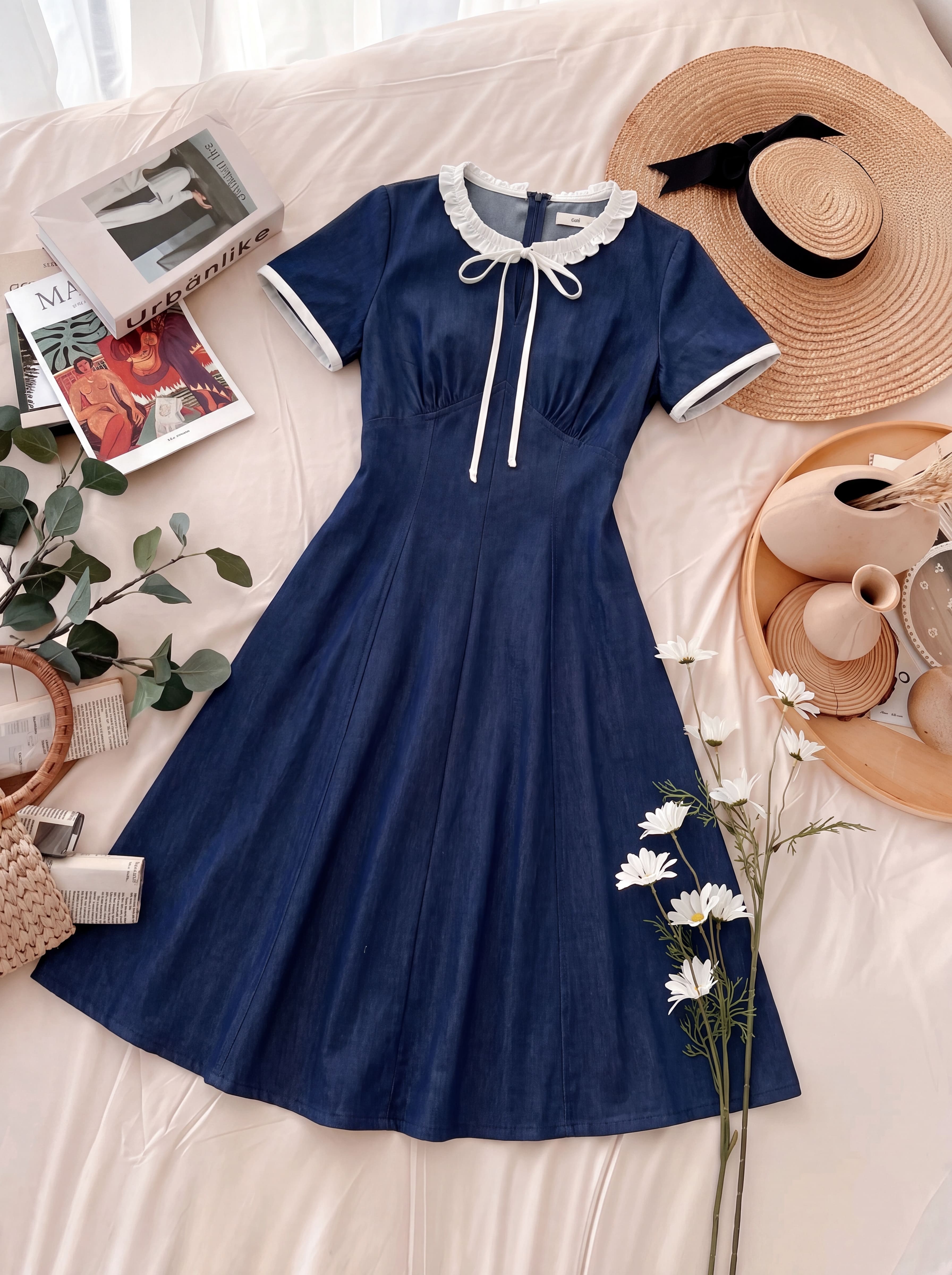 Váy denim cộc tay phối cổ 607008_thumbnail_6