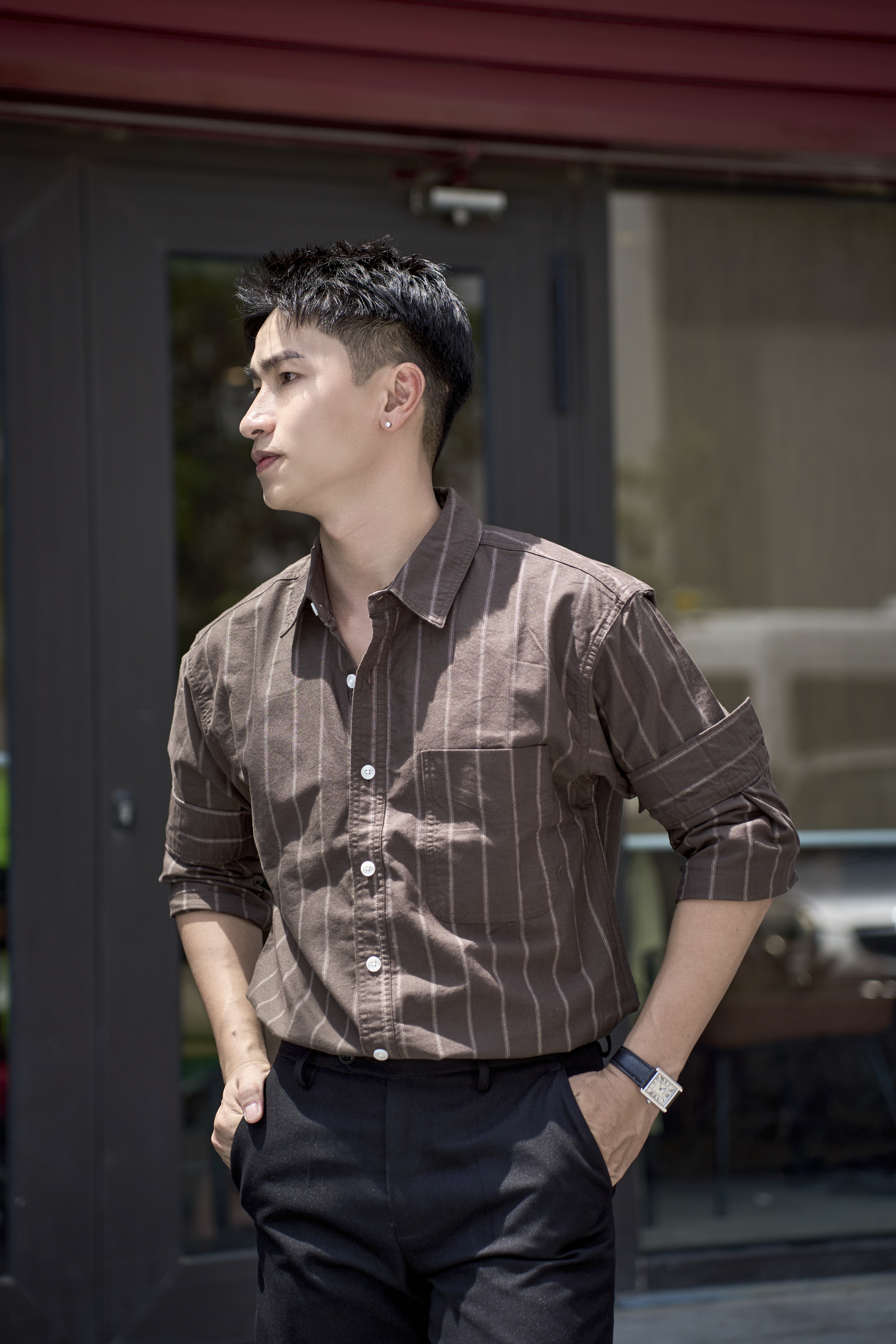 SA131 - Áo sơ mi nam kẻ sọc kiểu Nhật dáng rộng, phong cách văn học, thoải mái hàng ngày_thumbnail_14