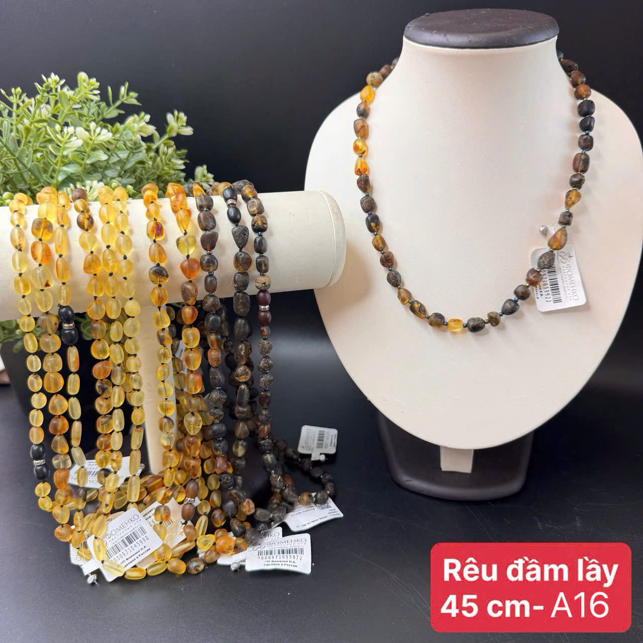 Dây Cổ Hổ Phách Baltic Rêu Đầm Lầy Phối Hạt Sáng Tự Nhiên Dành Cho Trẻ Em (3y-8y) - A16