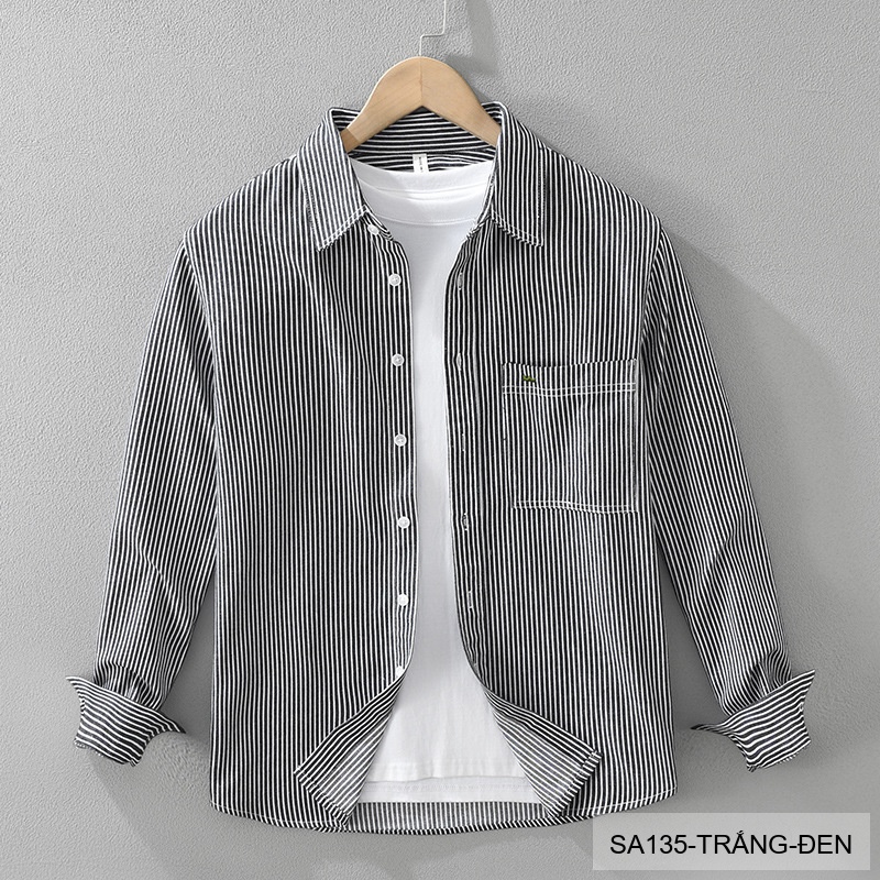 SA135 - Áo Sơ Mi Nam Dài Tay Phong Cách Nhật Bản Chất Cotton Thoáng Mát_thumbnail_1