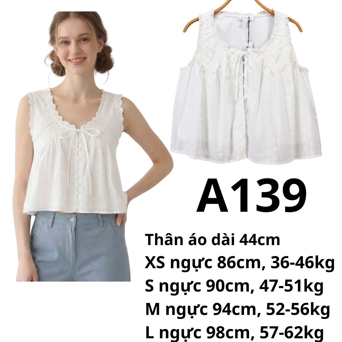 A139- Áo kiểu trắng