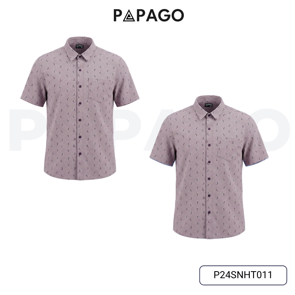 Combo 2 Áo Sơ Mi Nam Trung Niên PAPAGO Vải Xô Đũi Họa Tiết, Thấm Hút Mồ Hôi, Thoáng Khí - CB2SNHT011_thumbnail_2