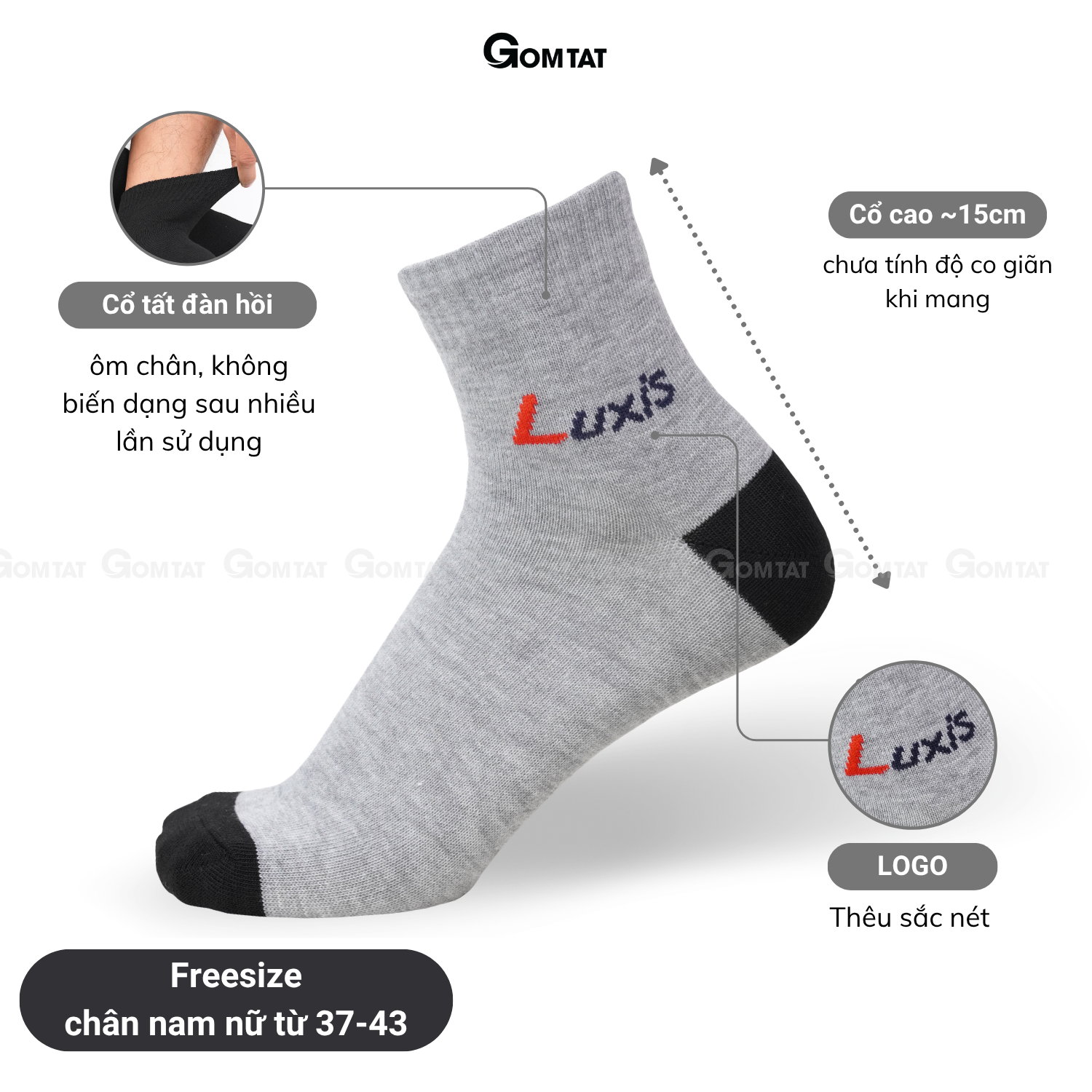 Tất cổ cao nam nữ GOMTAT cotton mềm mịn thoáng khí - LUX-S06-CB5_thumbnail_5