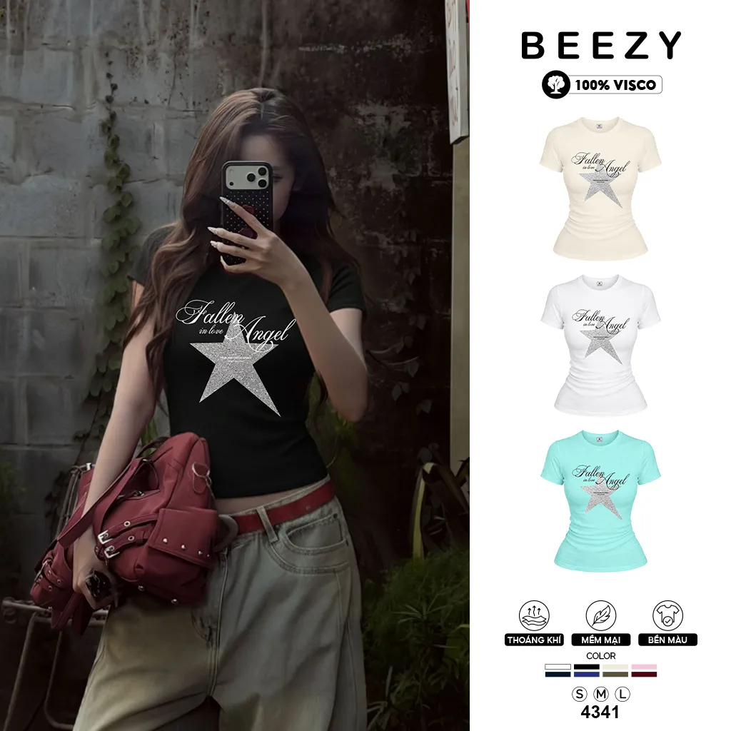 Áo baby tee nữ form ôm hình ngôi sao Beezy 4341