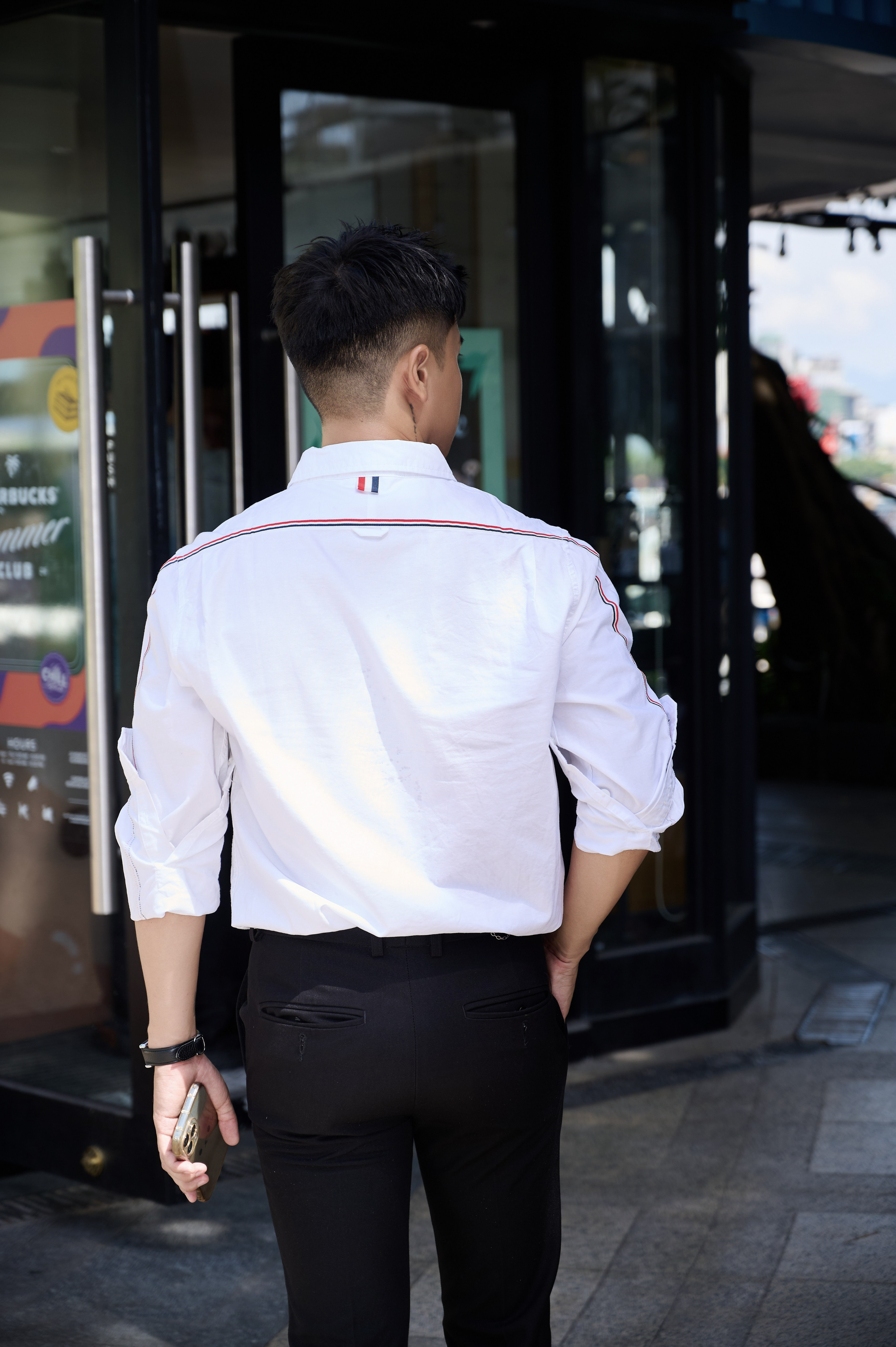 SA85 - Áo sơ mi nam dài tay phong cách Nhật Bản, dáng rộng thoải mái, chất cotton mềm mại, có túi ngực và chi tiết sọc tay