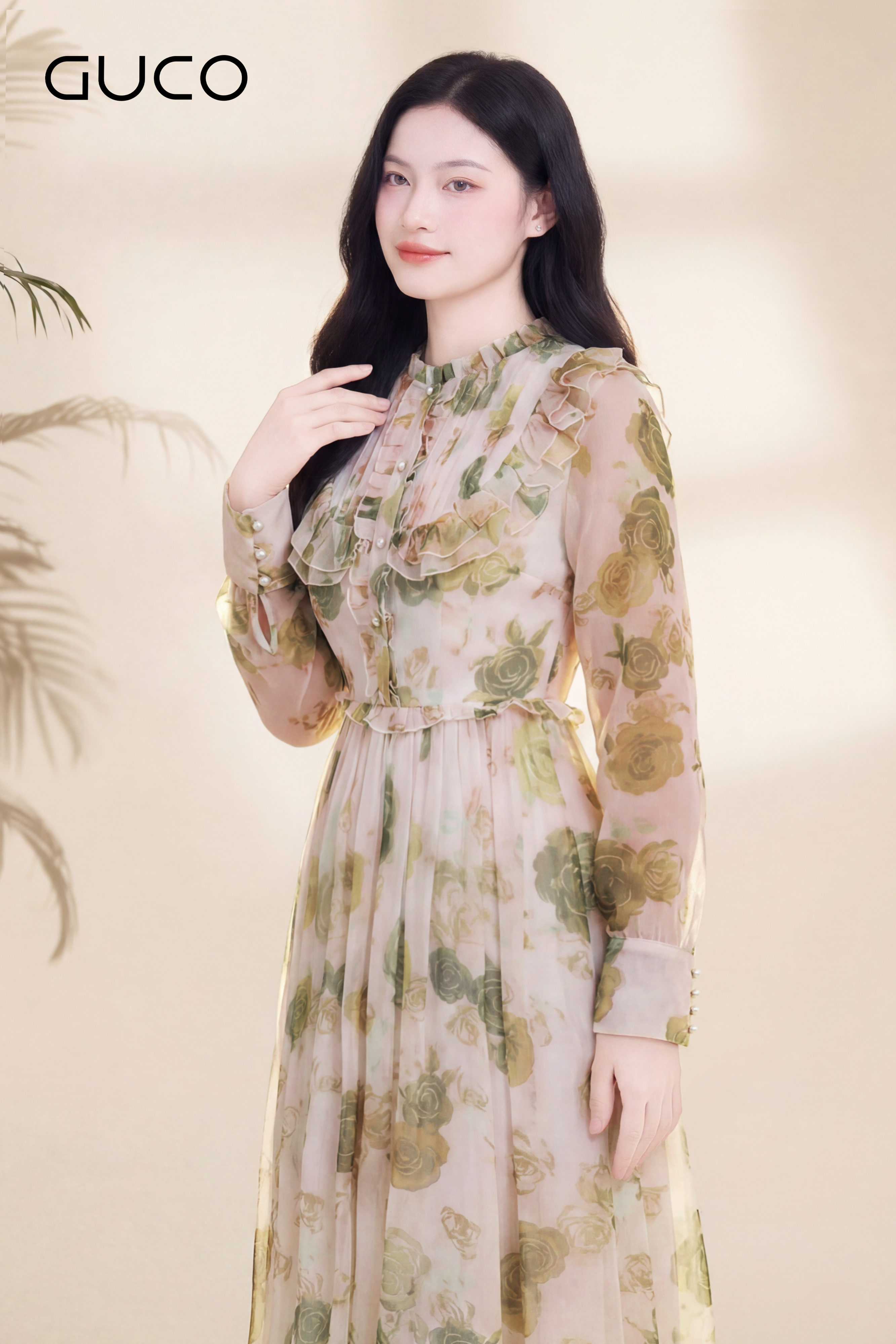 Đầm Maxi Hoa Vàng Xanh Pastel
