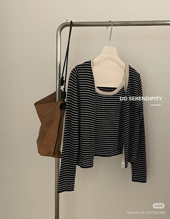 Lucas - Set áo 2 dây sọc ngang viền kem + áo khoác cardigan_thumbnail_2