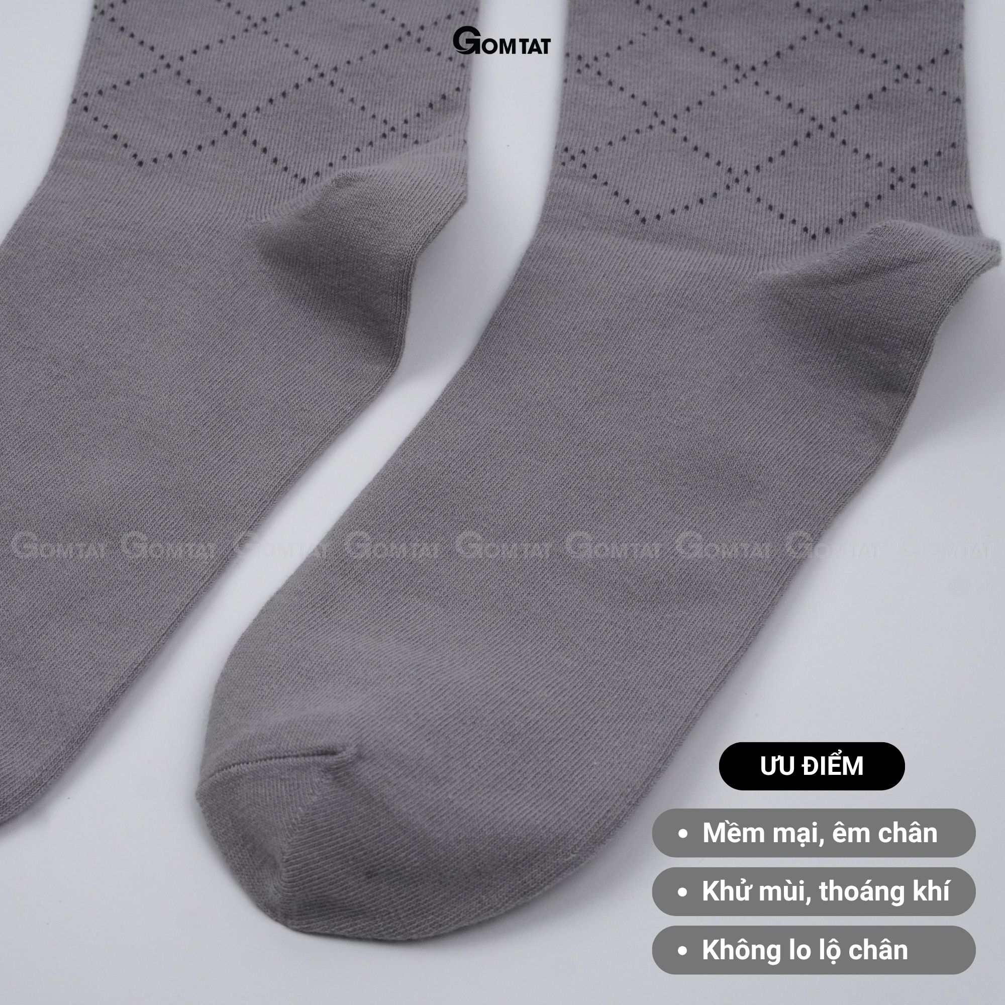 Hộp 5 đôi tất giày tây nam cổ cao GOMTAT hoạ tiết sọc chéo, chất liệu cotton cao cấp thoáng mát  LUX-TAYCHEO-CB5_thumbnail_3