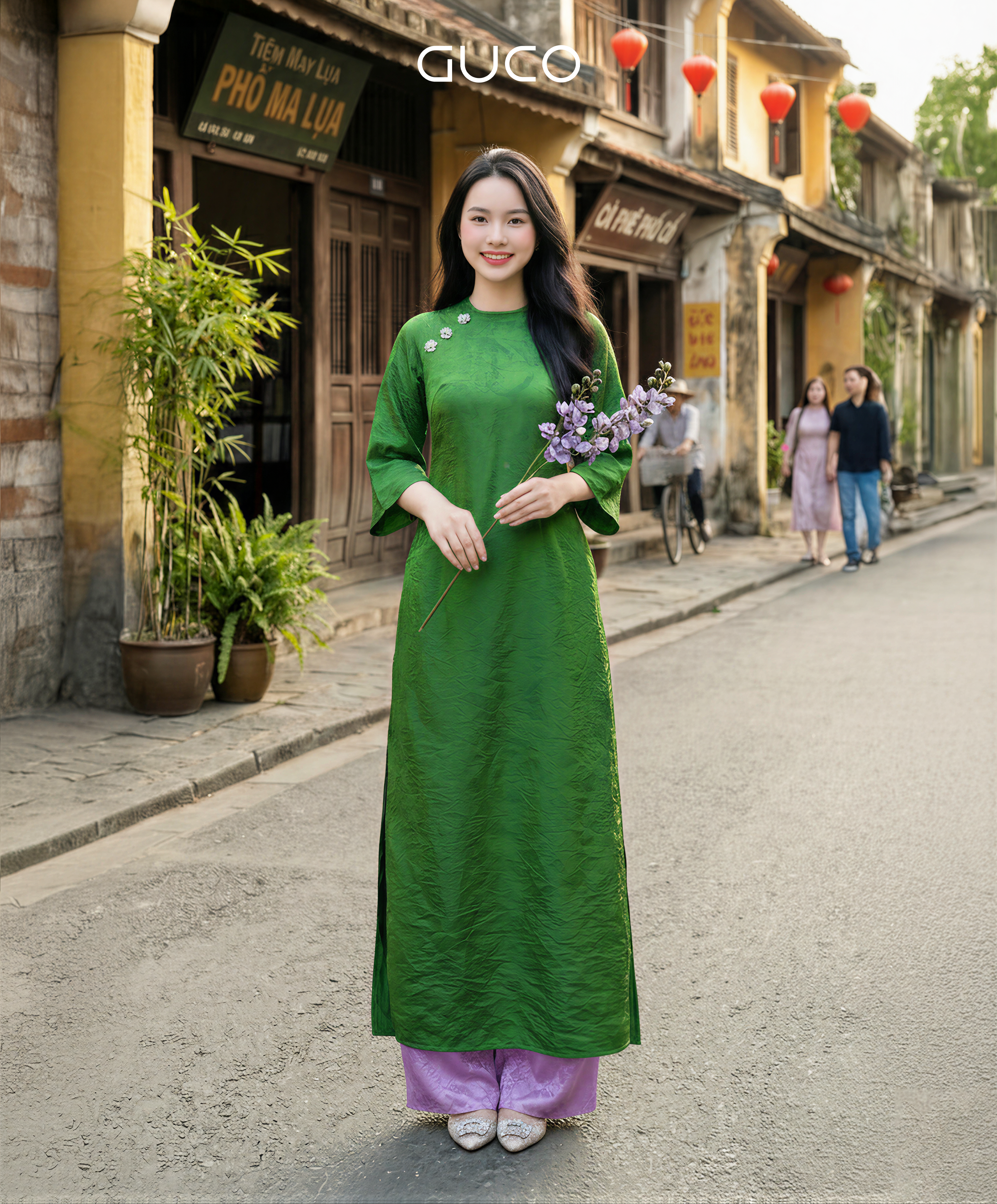 ÁO DÀI DIỆU CÁT KẾT ĐÁ - XANH LÁ_thumbnail_2
