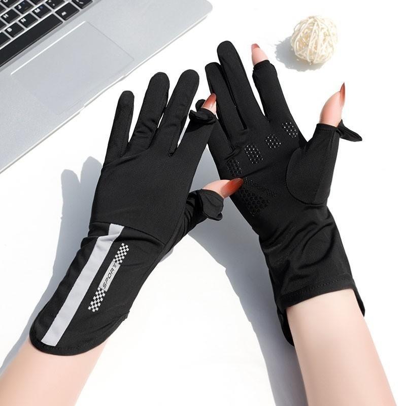 Găng Tay Chống Tia UV Chống Nắng Hở Ngón Chống Trượt Bao Kín Tay Thoáng Khí Lái Xe Nam Nữ_thumbnail_5