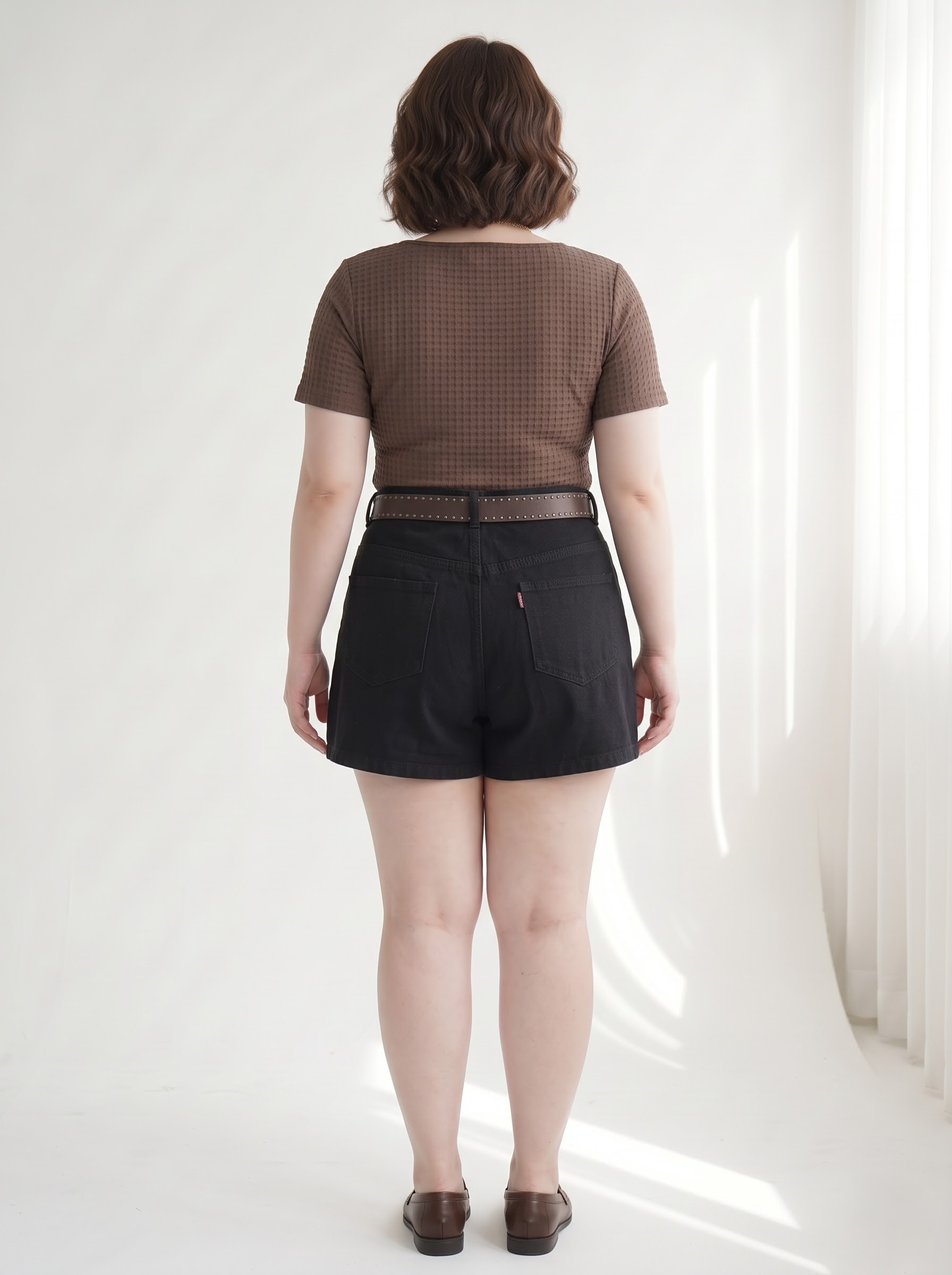 Plus Size High-Waisted Rhinestone Embellished Denim Skirt with Built-in Protective Shorts - Thick and Soft Khaki Jeans - Black - Fits 55-90kg - T-QVJ2130
