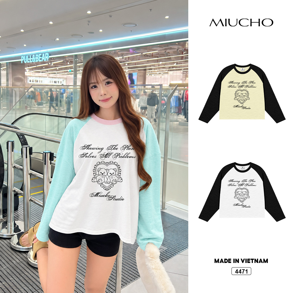 Áo thun tay dài form boxy tay dài cotton xược Miucho 4471