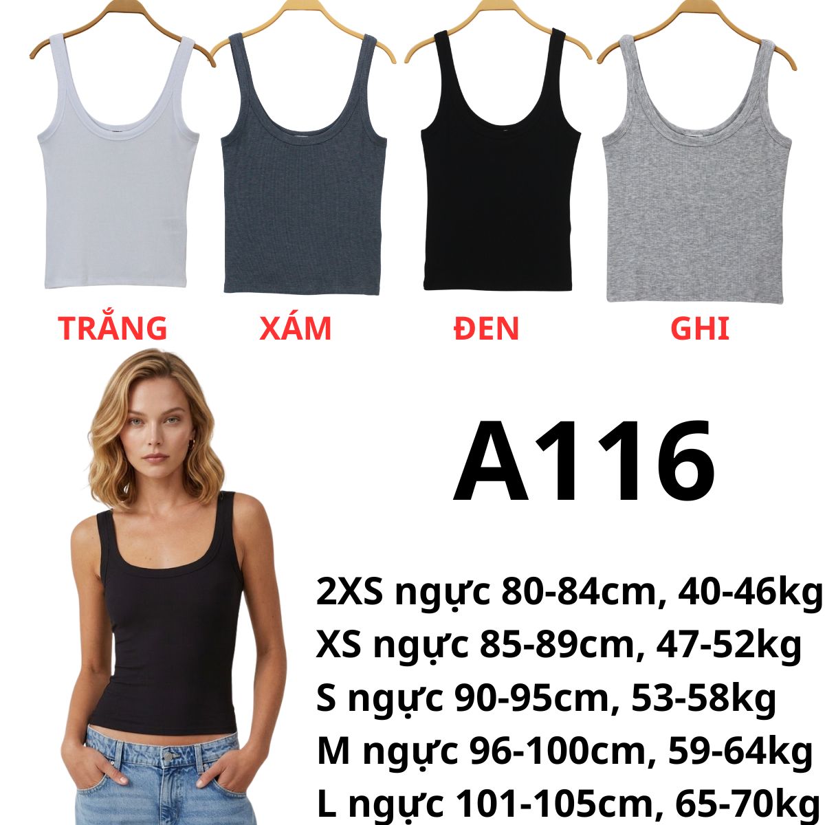 A116- Áo 3 lỗ crop