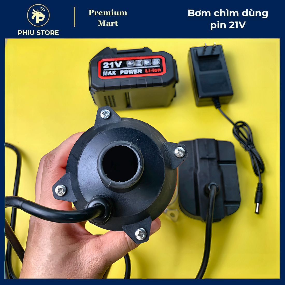 Bơm chìm mini dùng pin, bơm chìm dùng pin, máy bơm mini dùng pin, 21V Li-ion, PHIU STORE_thumbnail_3