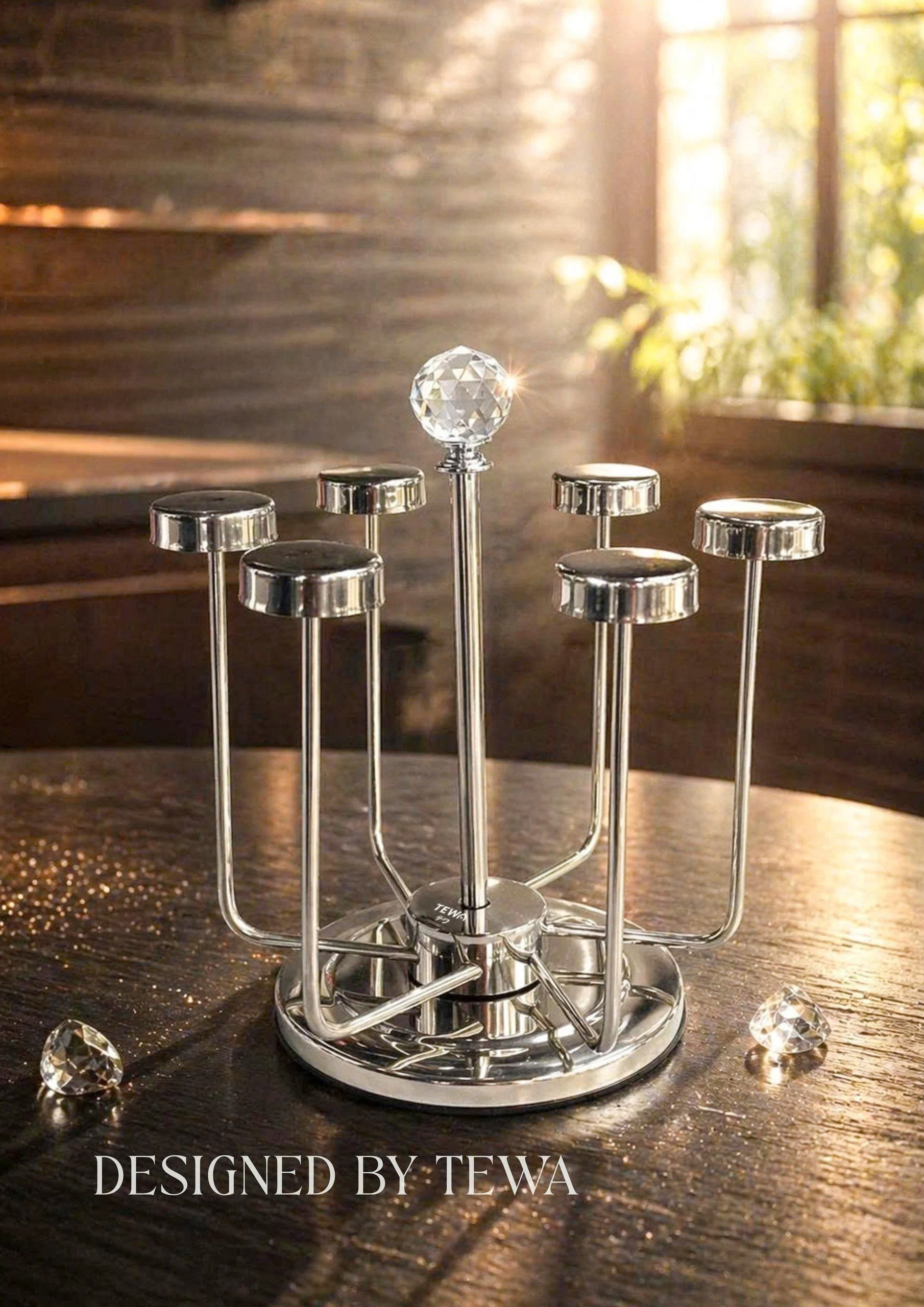 Giá úp cốc inox để bàn dạng xoay tròn 21 x 24 x 26cm, 33658