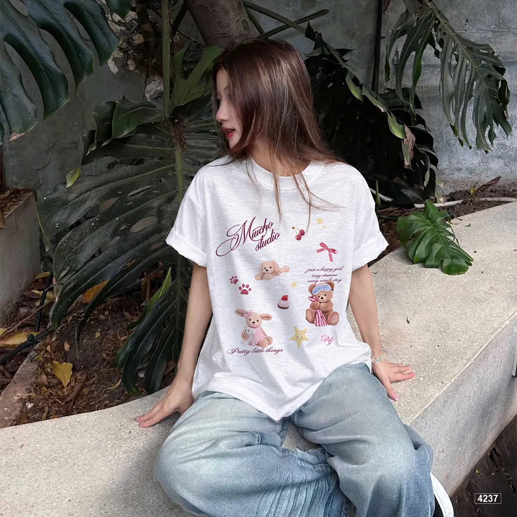 Áo thun nữ form boxy chất vải xước Teddy đáng yêu Miucho 4237_thumbnail_6