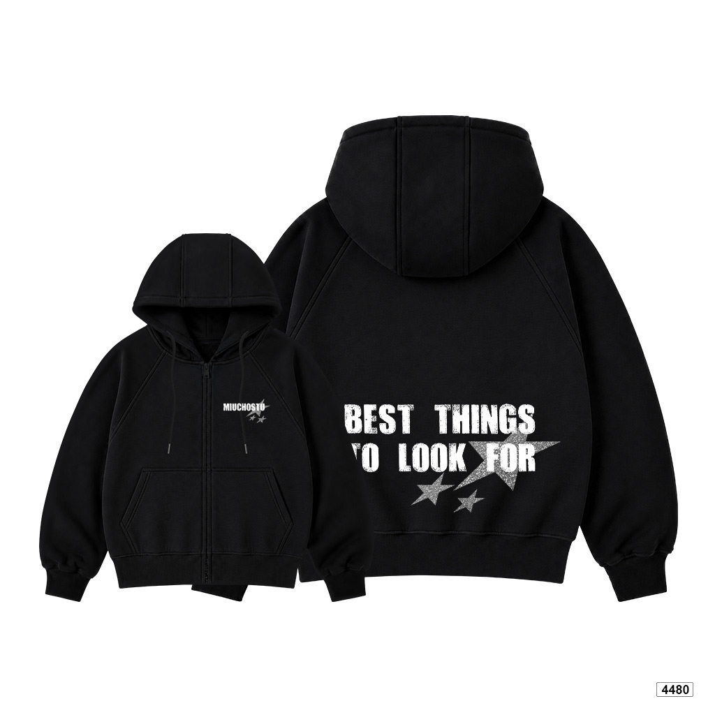 Áo hoodie zip Miucho form rộng basic nỉ 2 da in mix 4480_thumbnail_0