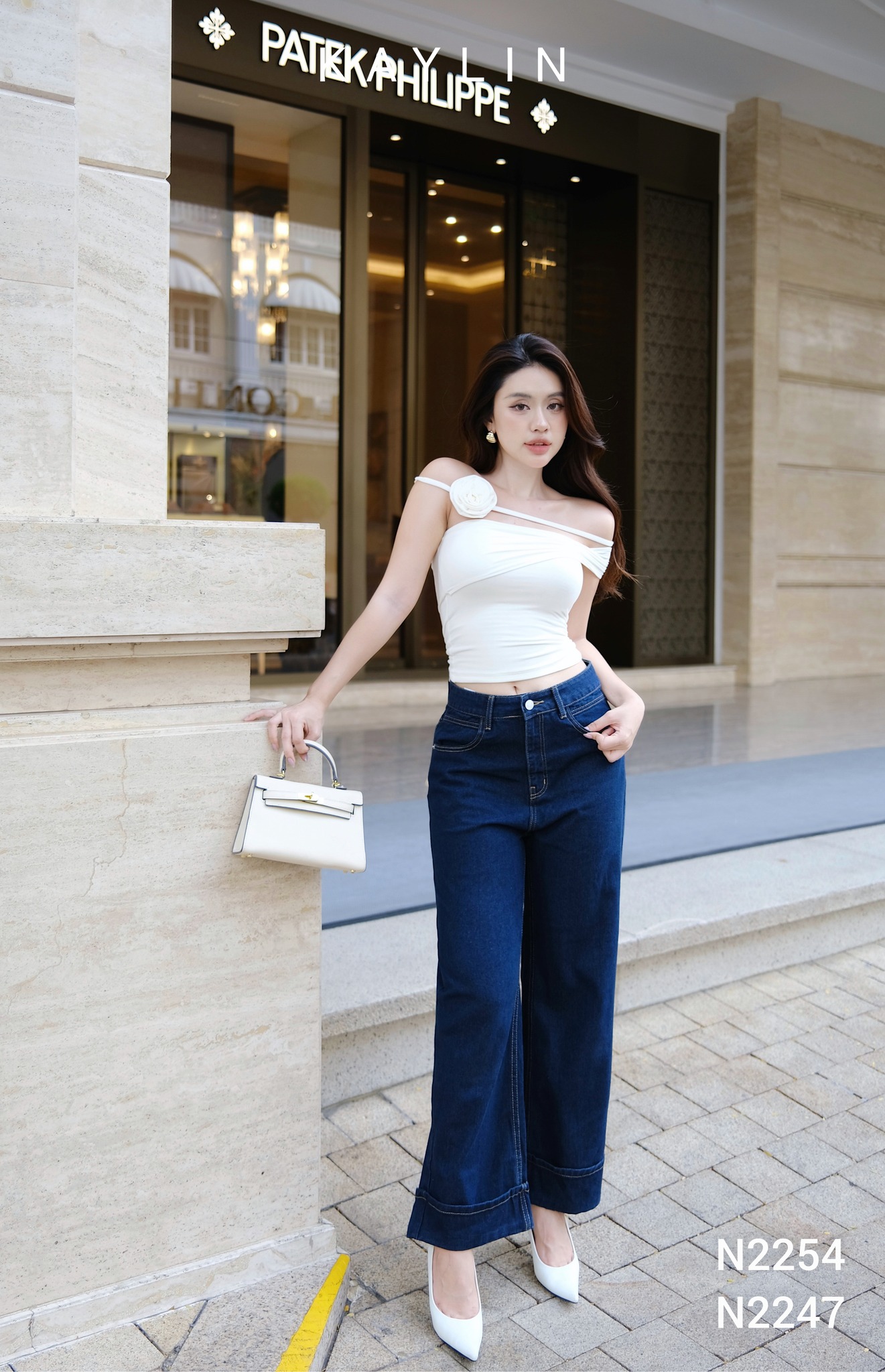 Quần Jean Suông KAYLIN Gấp Lai