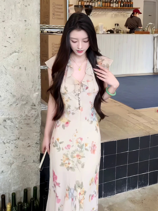 Lucas - Váy hoa cổ tim tay bèo chéo ngực chân xòe dáng maxi_thumbnail_1