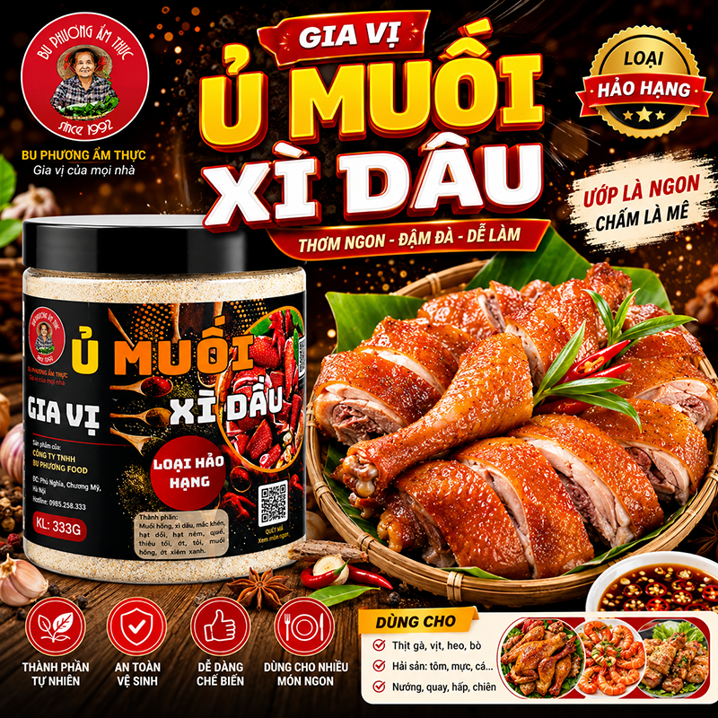 Gia Vị Ủ Muối Xì Dầu Bu Phương 333G – Gà, Vịt, Tai Heo - BP39