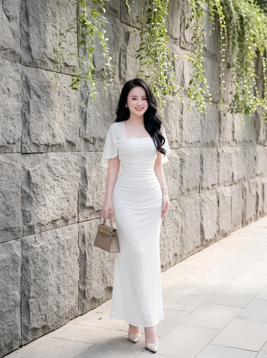 G63 - Đầm Cổ Vuông Tay Choàng Cánh Tiên Cao Cấp_thumbnail_8