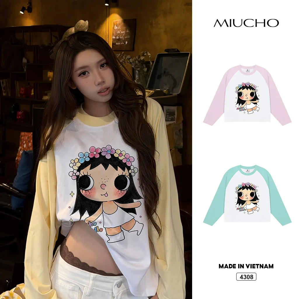 Áo thun tay dài unisex form boxy Miucho 4908