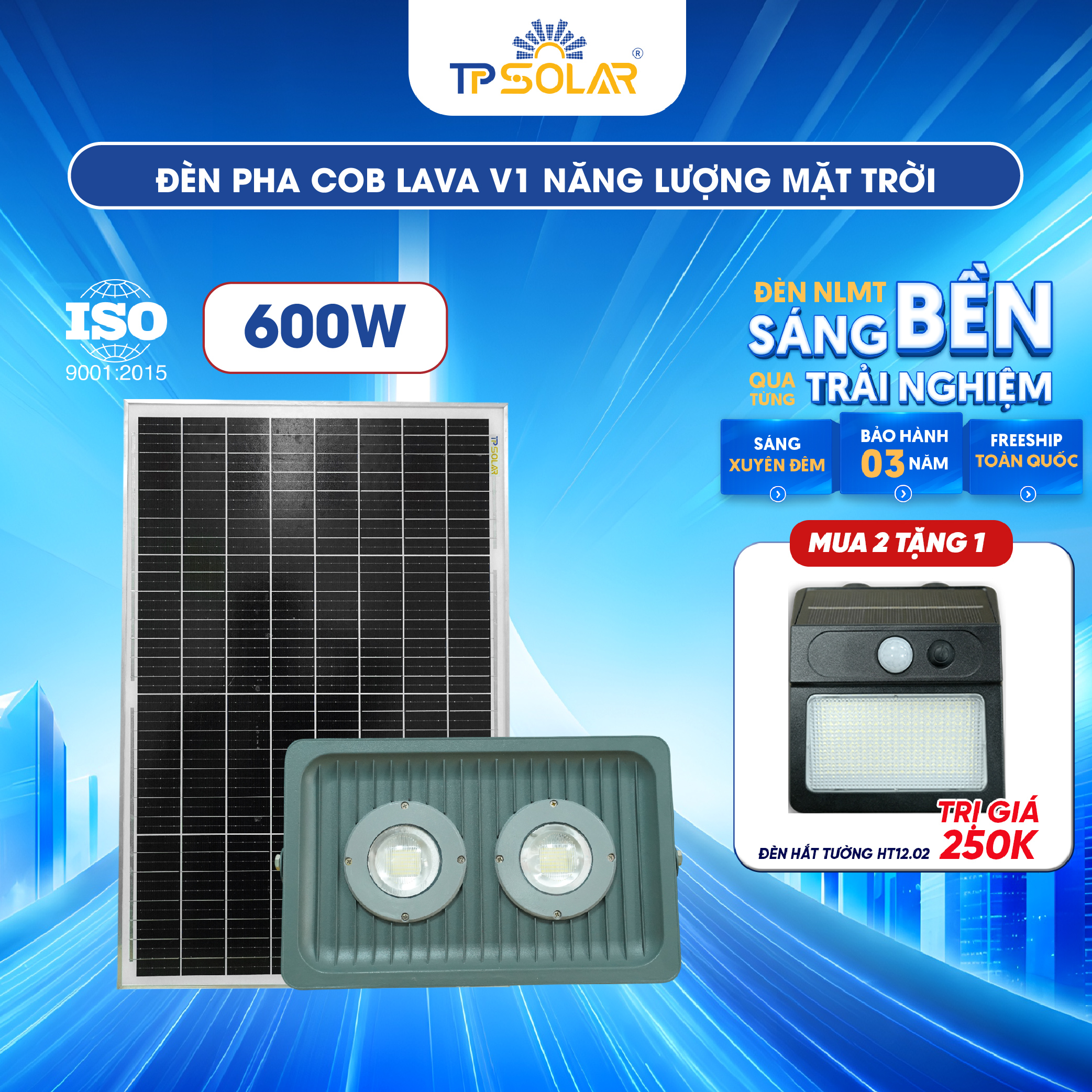 Đèn pha COB LAVA V1 năng lượng mặt trời TP SOLAR PRO CO21
