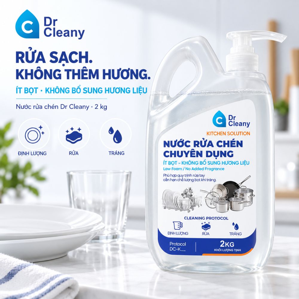 Nước rửa chén Dr Cleany 2kg – Ít bọt, không mùi, không hương liệu_thumbnail_8