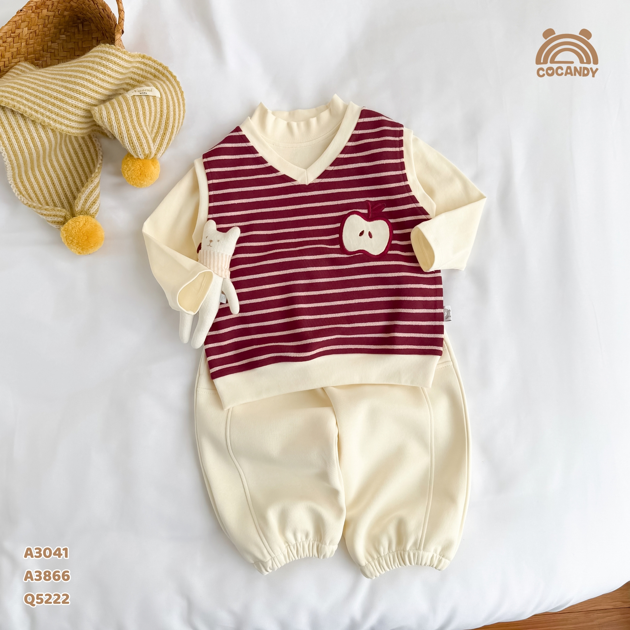 Áo gile kẻ ĐỎ BE hình táo_thumbnail_1