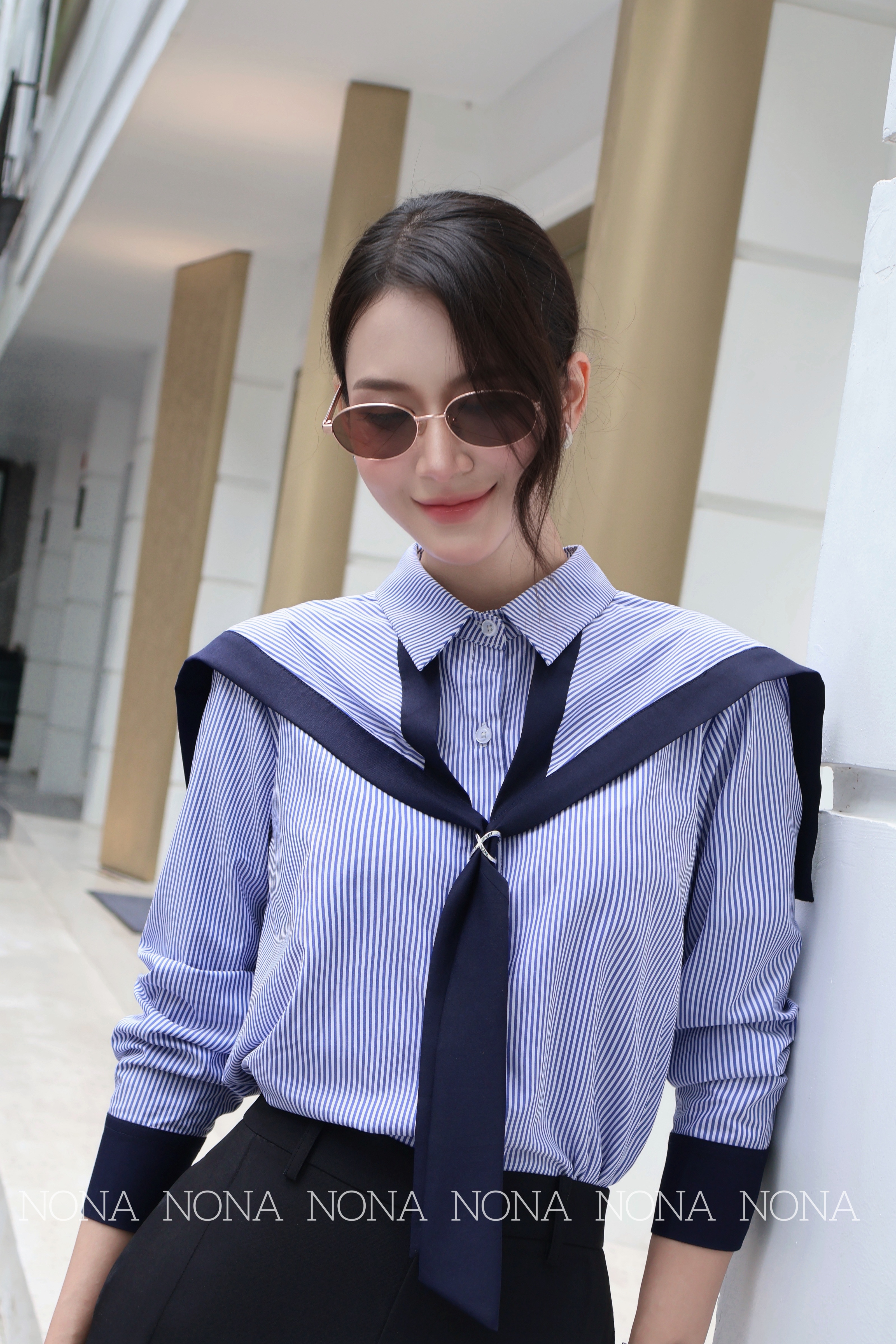 Áo kẻ phối cổ thủy thủ - A697