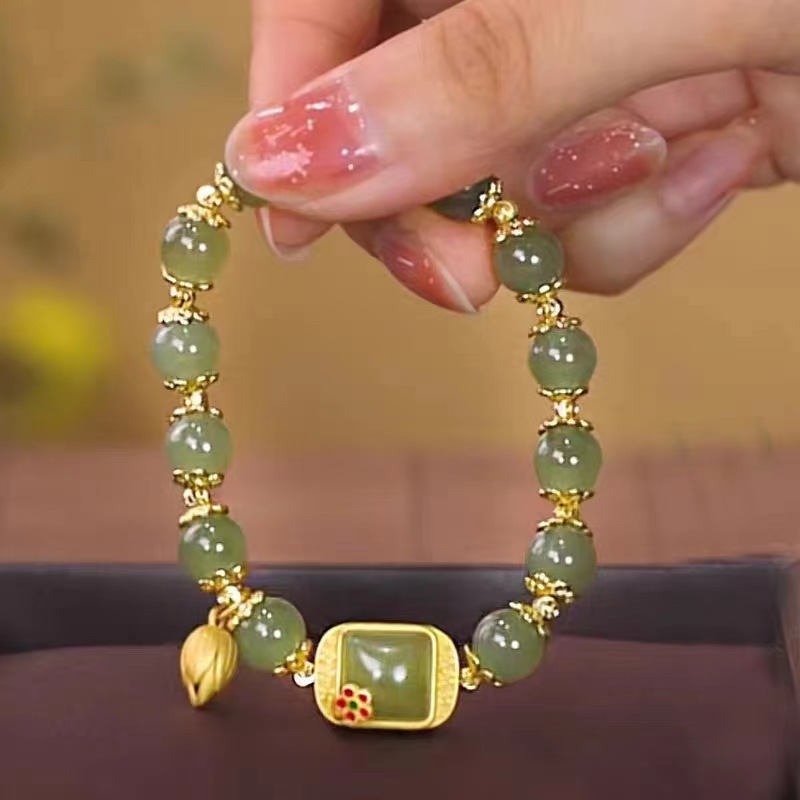 Vòng tay hạt sen đường kiểu Trung Quốc mới dành cho nữ, thiết kế sang trọng tinh tế, vòng tay tình bạn tuyệt vời, bùa may mắn, quà tặng cho bạn gái
