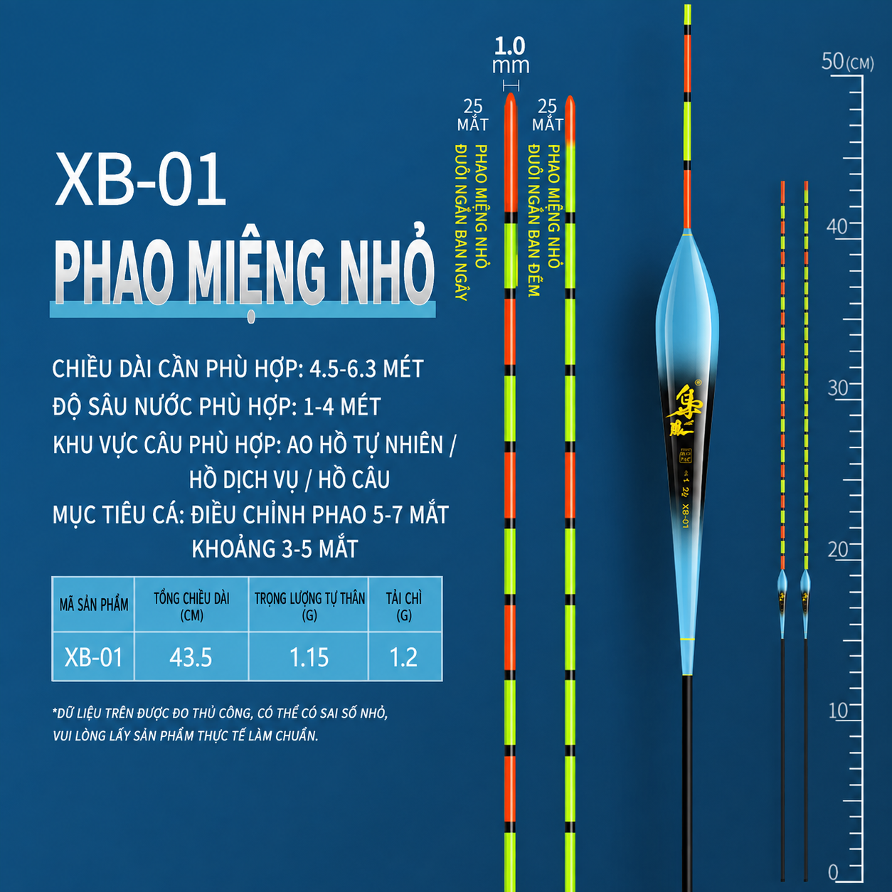 Phao Nano Câu Đài Hồ Nam Đuôi Phao 25 Nấc Siêu Nhạy_thumbnail_1