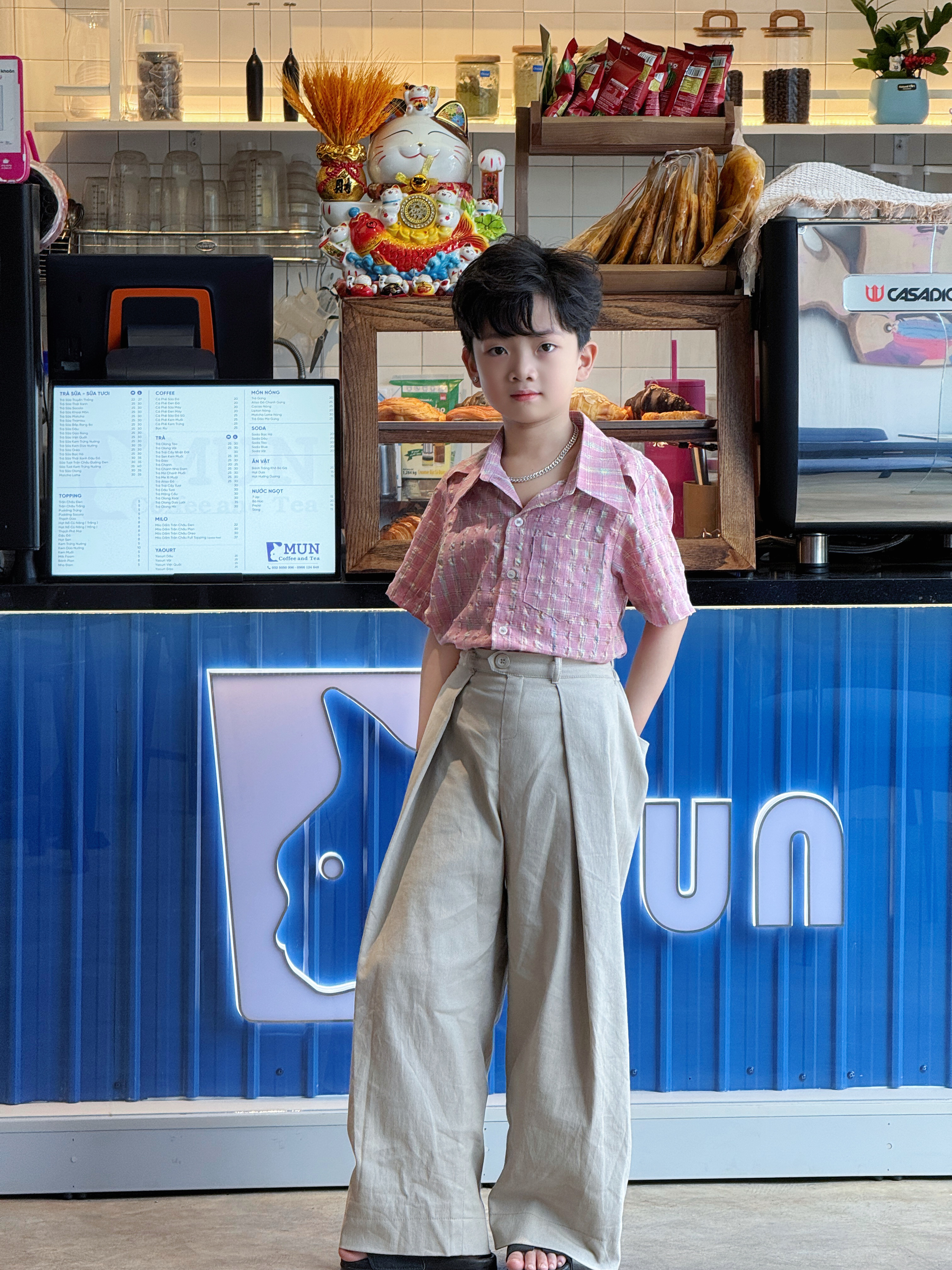 Quần Suông Kaki Rin và Áo Caro Tam Sắc Cho Bé Trai, Bé Gái._thumbnail_3